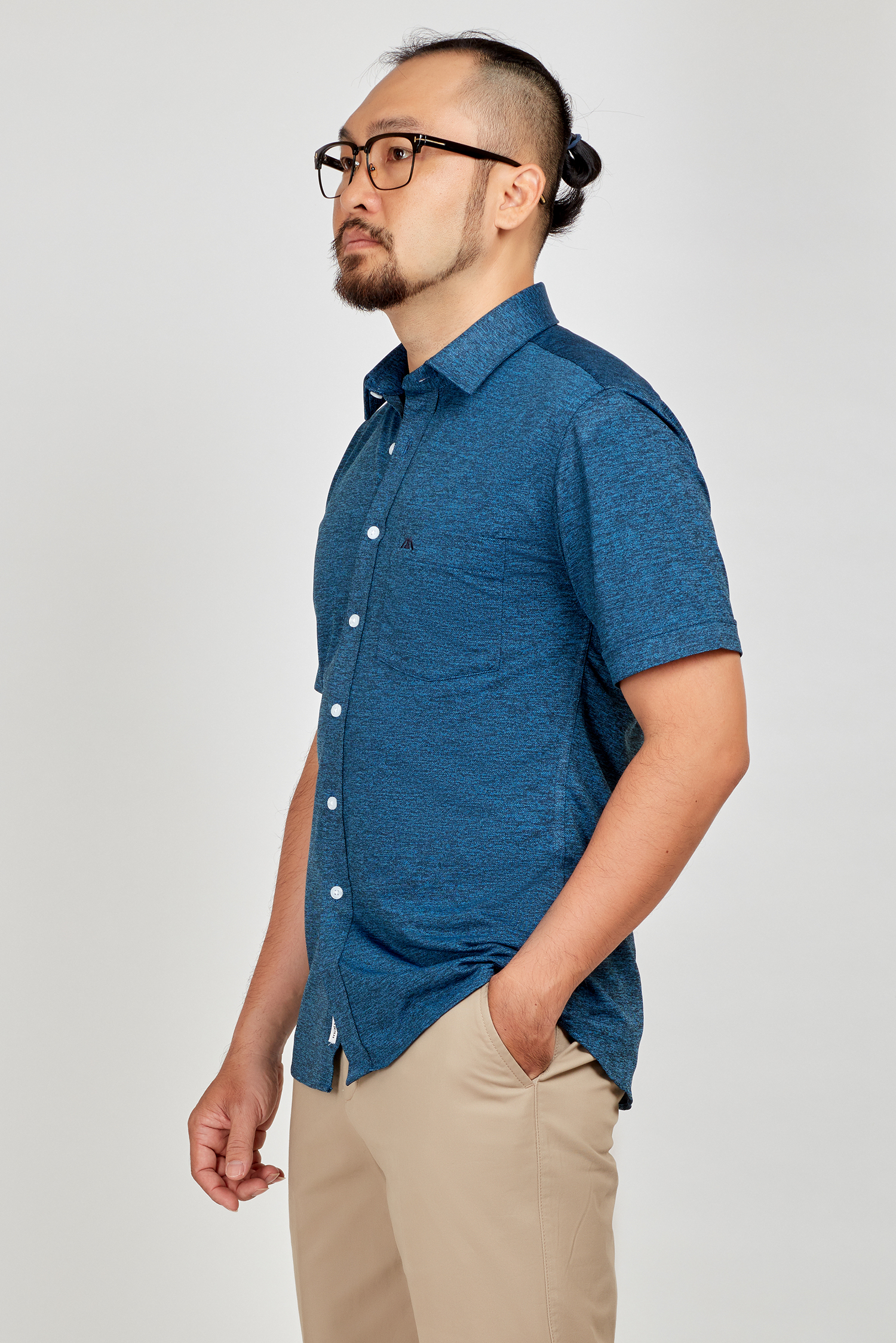 Sơ mi nam Slimfit ngắn tay thun xanh - HẾT HÀNG