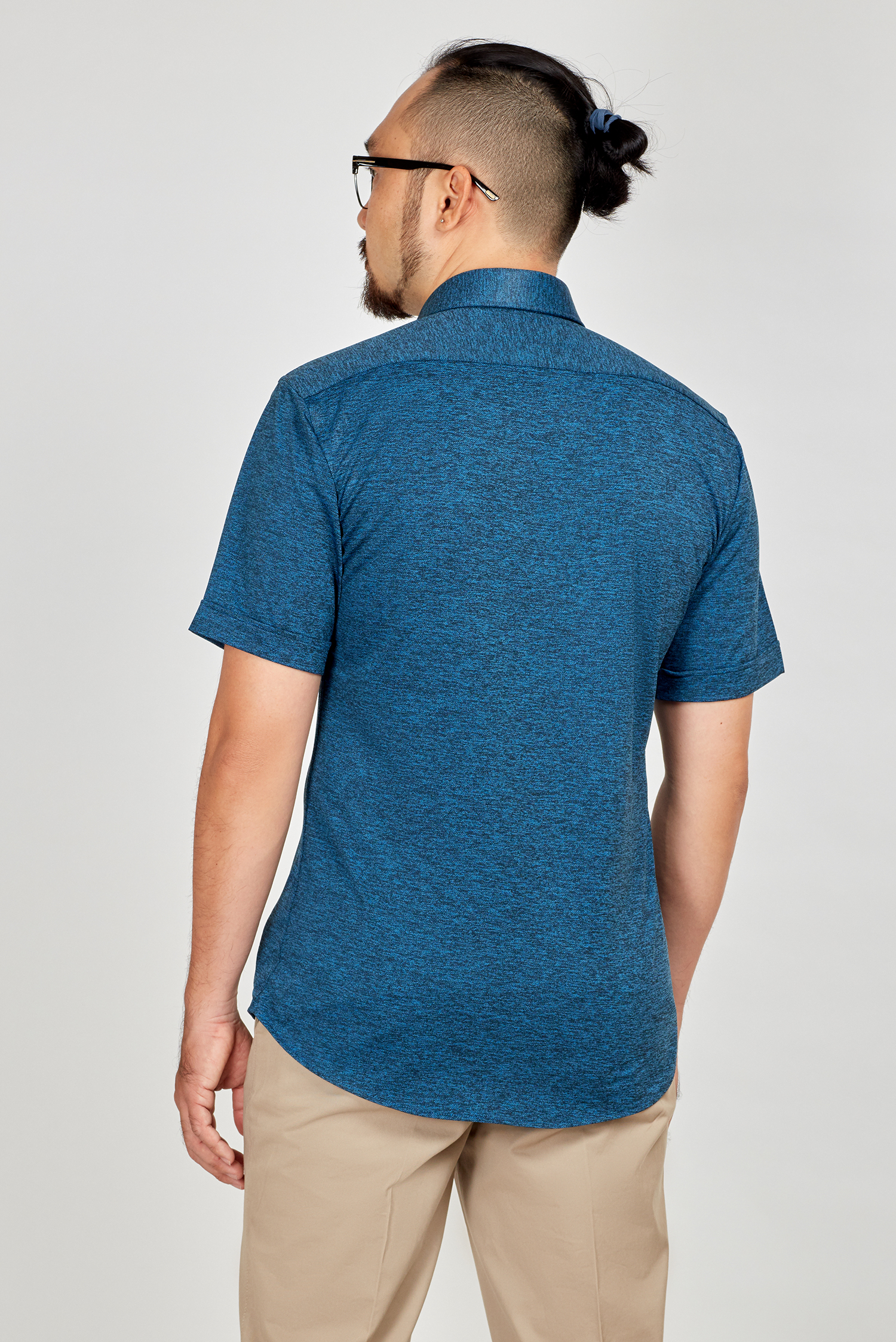 Sơ mi nam Slimfit ngắn tay thun xanh - HẾT HÀNG