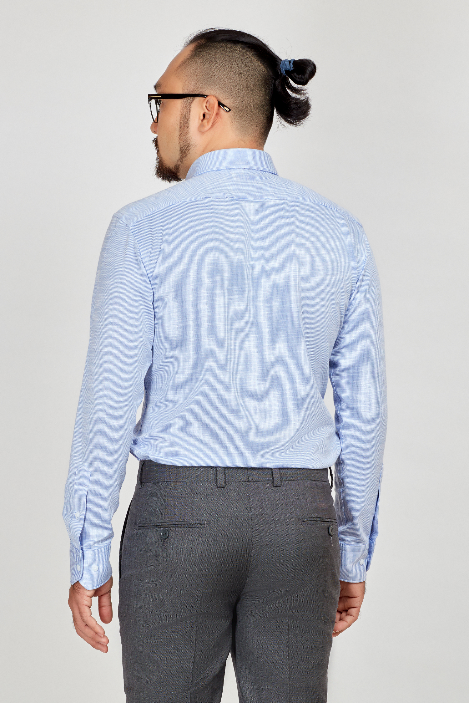 Sơ mi nam Slimfit dài tay thun xanh biển nhạt - HẾT HÀNG