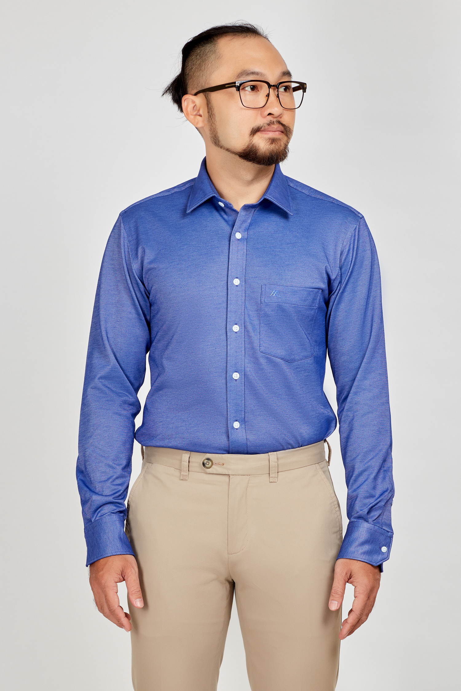 Áo sơ nam Slim Fit dài tay xanh 