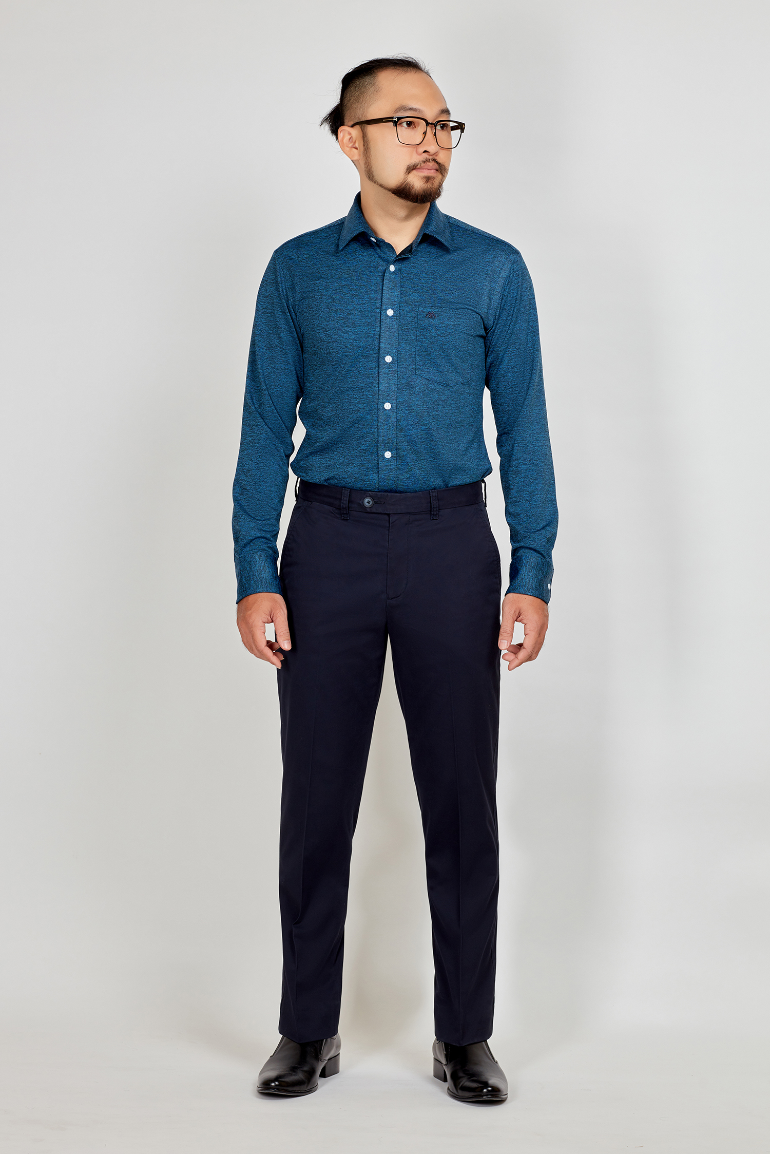 Quần kaki nam Classic không ly xanh đen - HẾT HÀNG