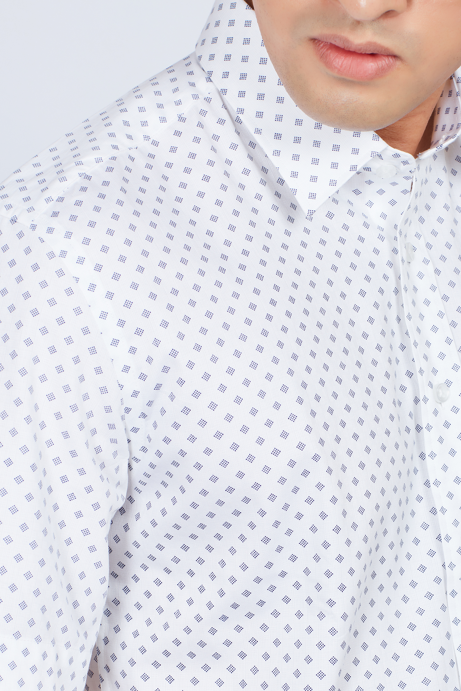 Áo sơ mi nam Casual ngắn tay trắng hoa văn - HẾT HÀNG