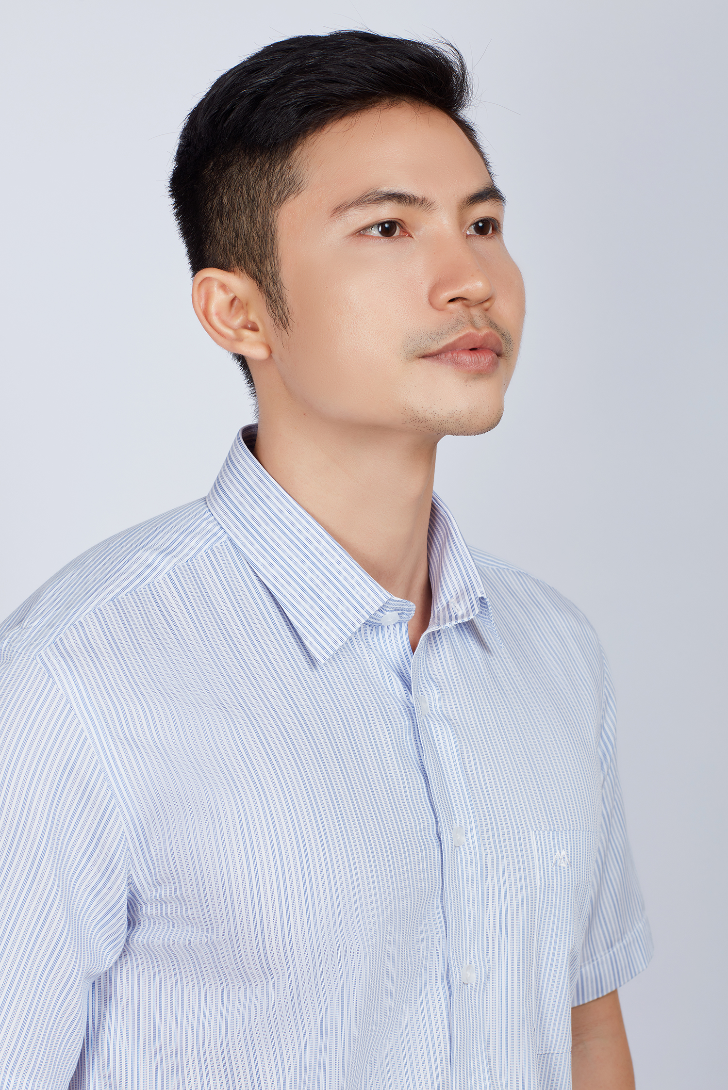 Áo sơ mi nam Casual ngắn tay xanh sọc - HẾT HÀNG