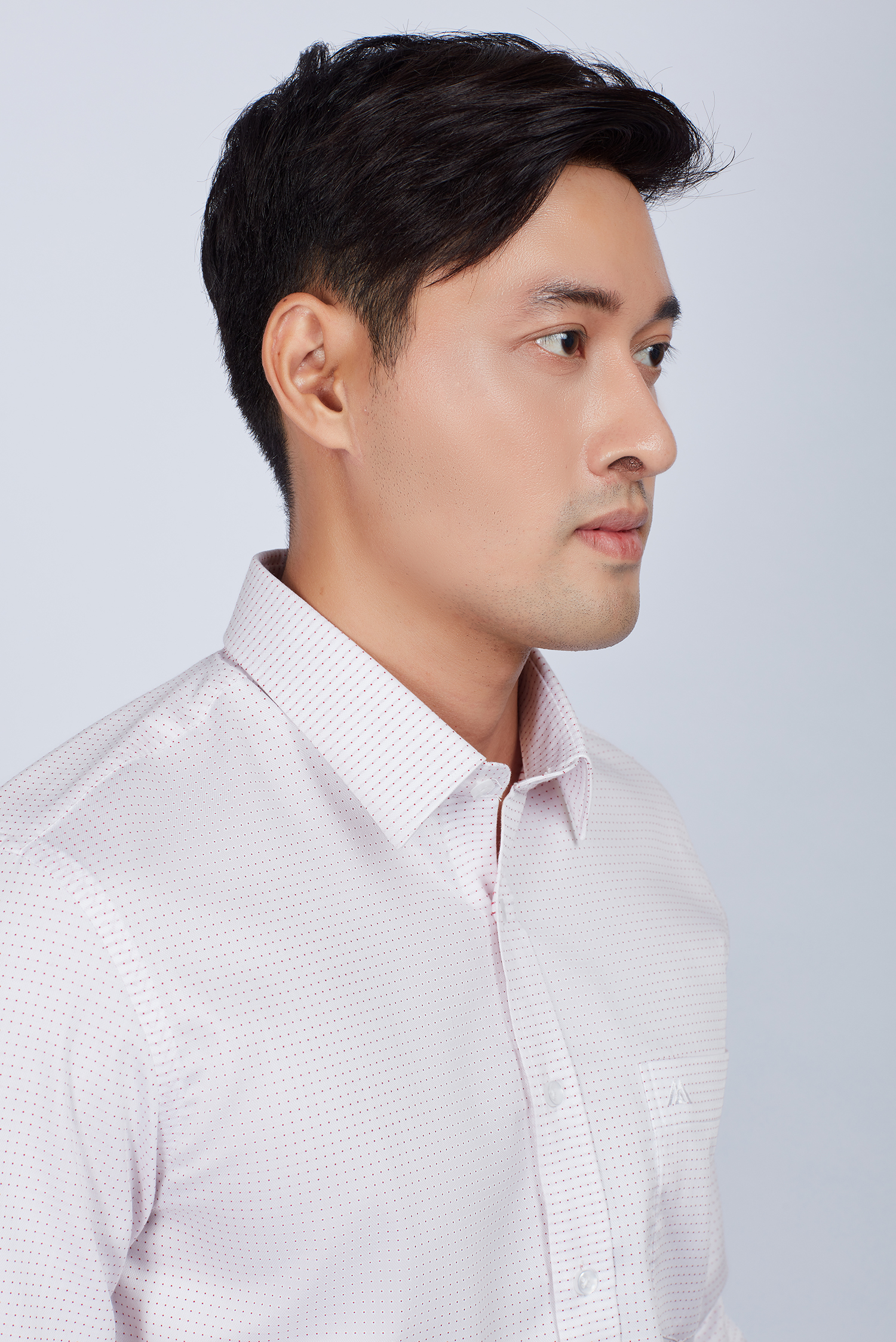 Áo sơ mi nam Slim fit trắng dài tay chấm bi - HẾT HÀNG