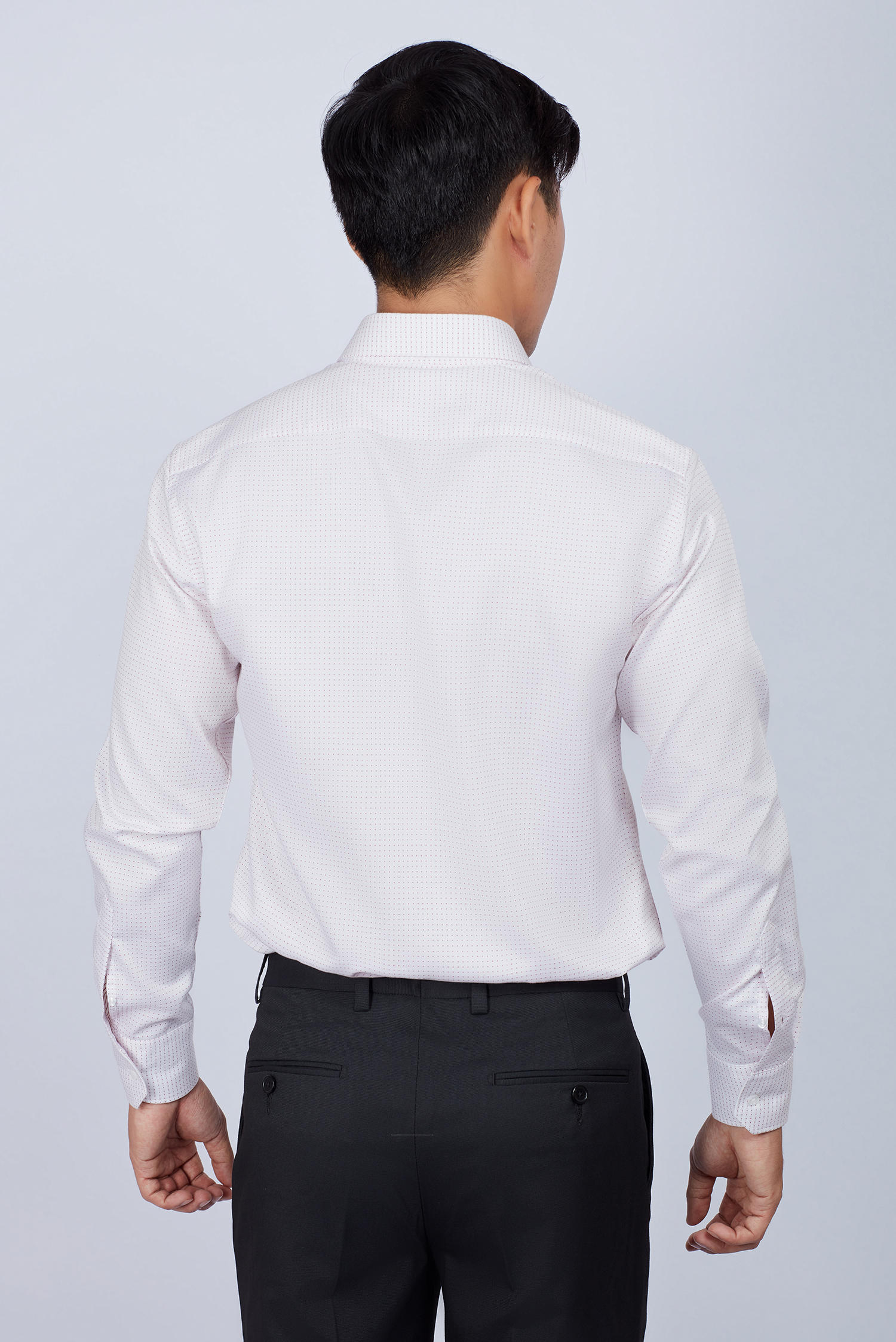 Áo sơ mi nam Slim fit trắng dài tay chấm bi - HẾT HÀNG