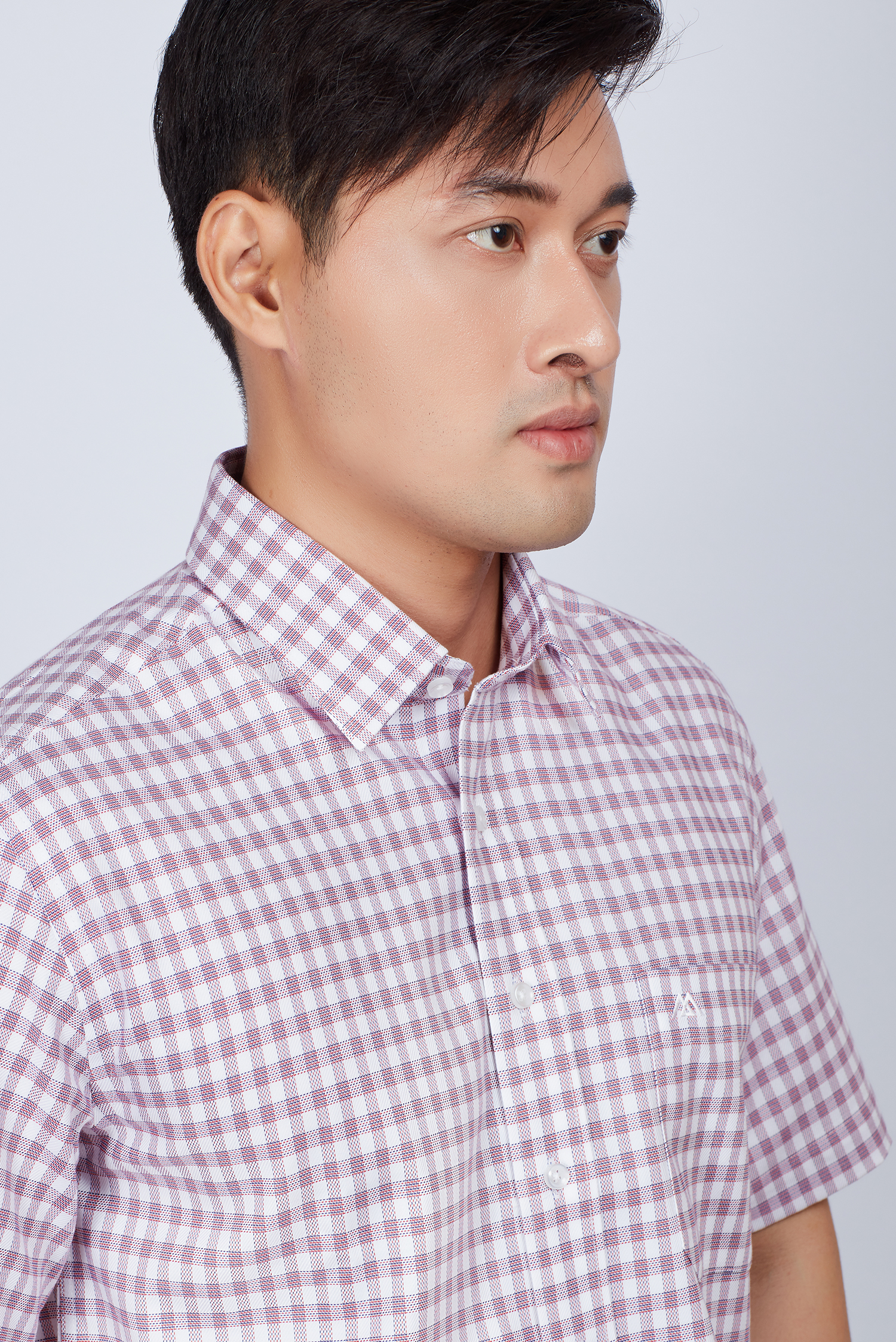 Áo sơ mi nam Casual ngắn tay tím ca rô - HẾT HÀNG