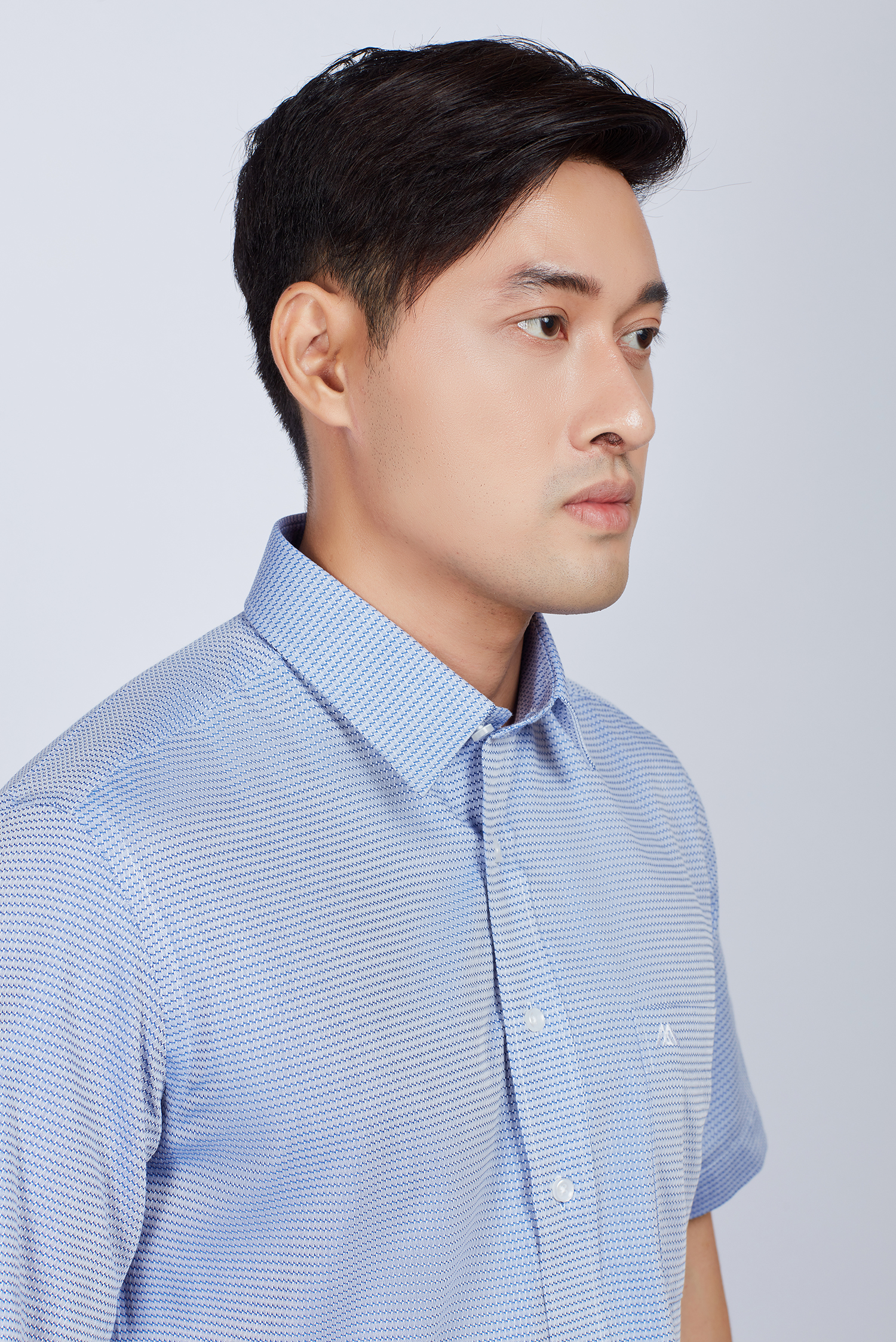 Áo sơ mi nam Casual ngắn tay xanh hoa văn - HẾT HÀNG