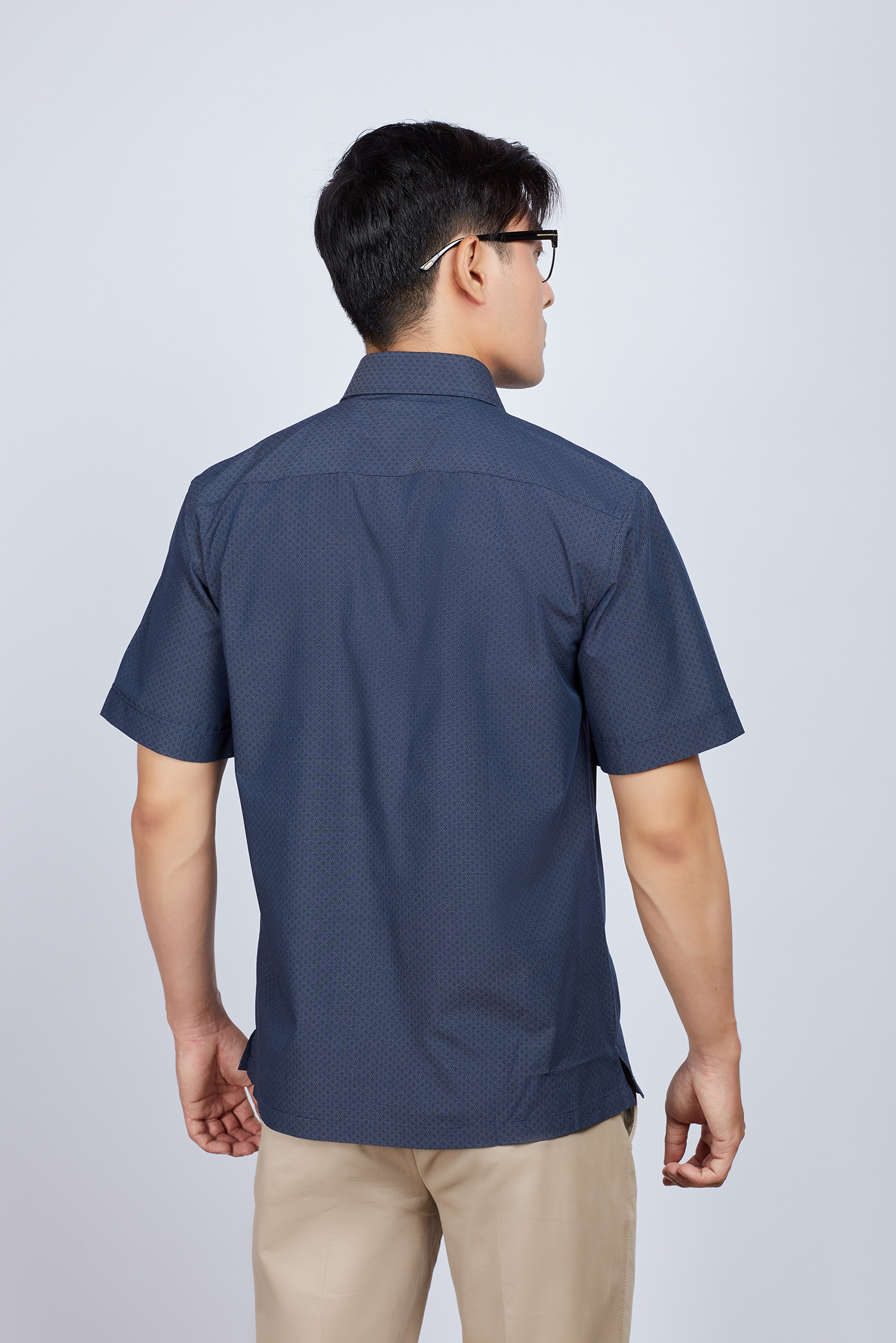 Áo sơ mi nam Casual ngắn tay xanh đen hoa văn- HẾT HÀNG