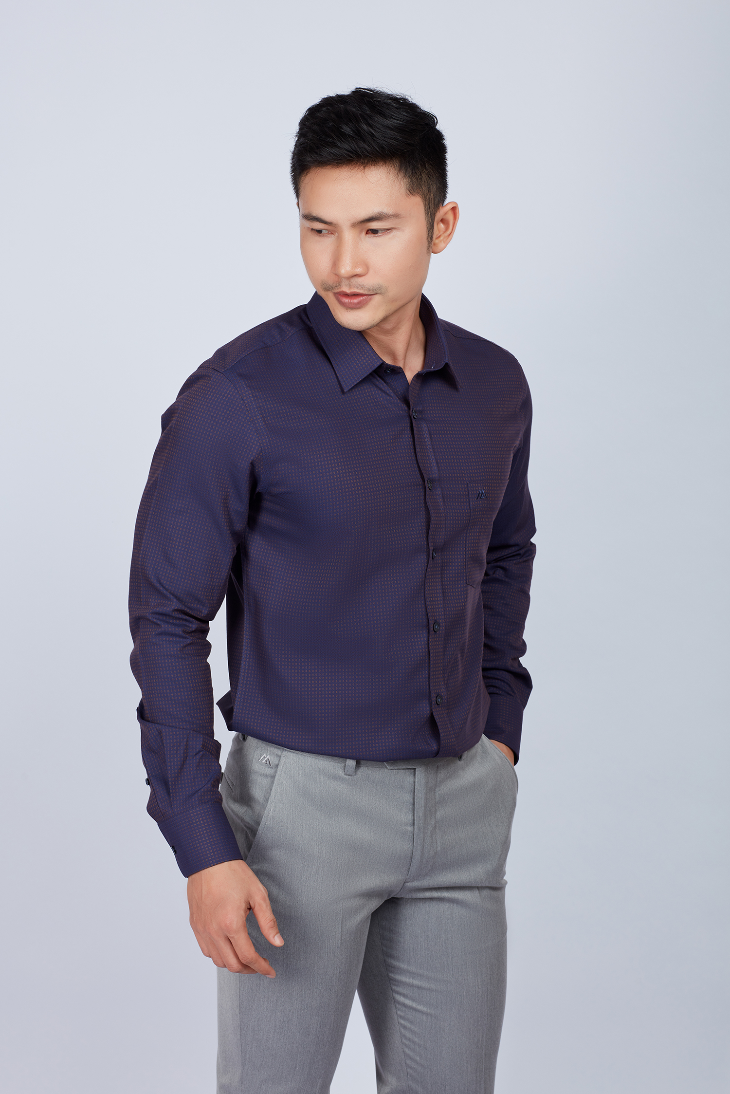 Áo sơ mi nam Slim fit dài tay tím đậm - HẾT HÀNG