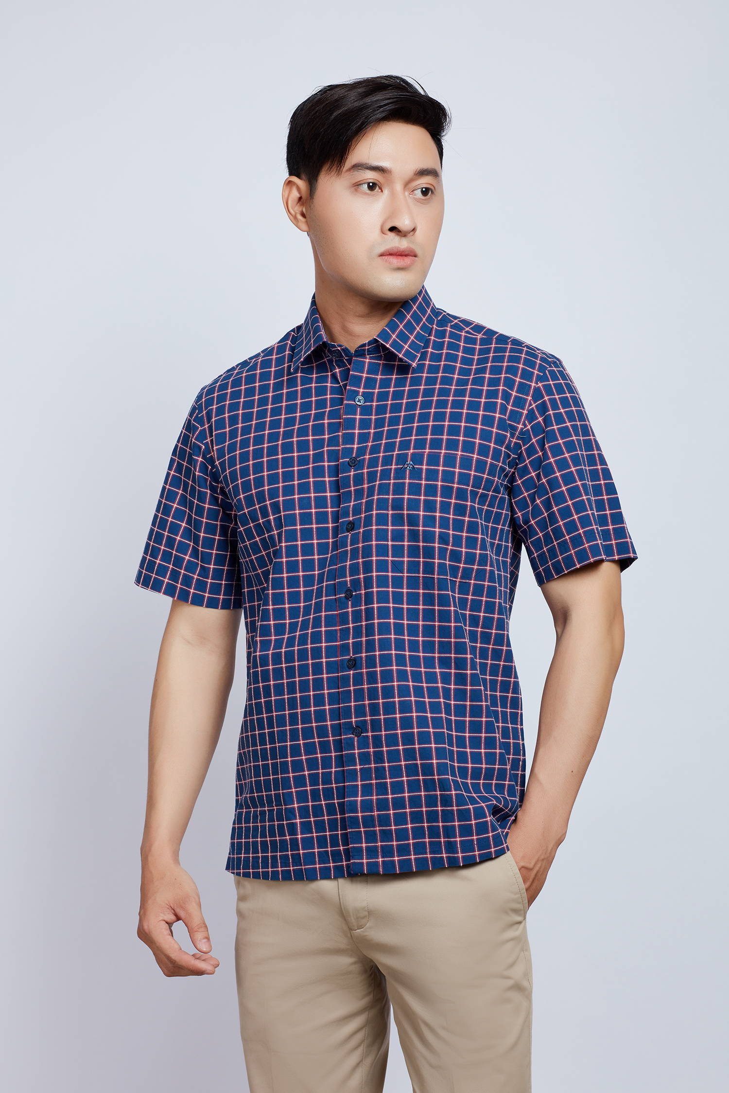 Áo sơ mi nam Casual ngắn tay ca rô chấm bi- HẾT HÀNG