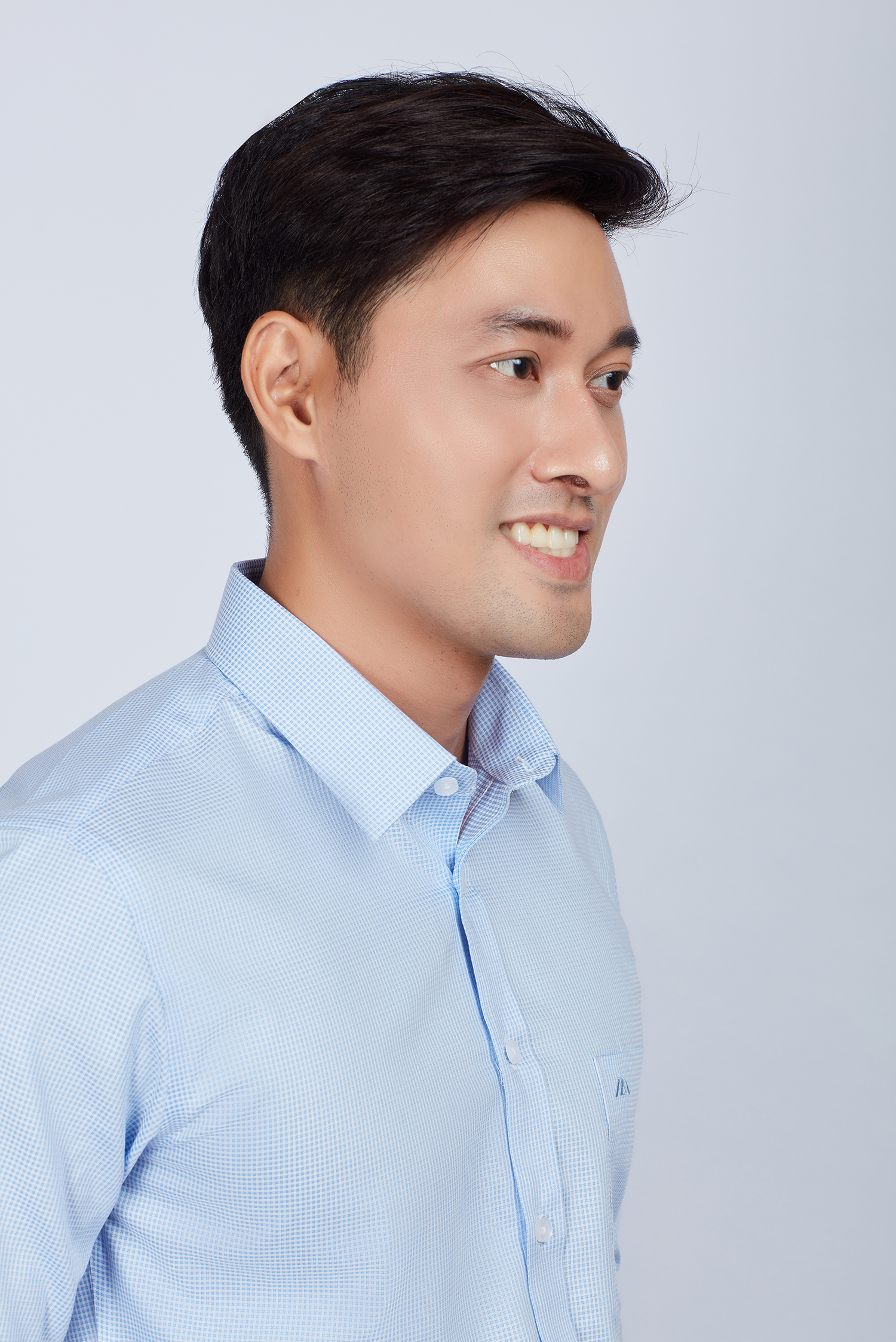 Áo sơ mi nam Slim fit dài tay ca rô xanh ngọc - HẾT HÀNG