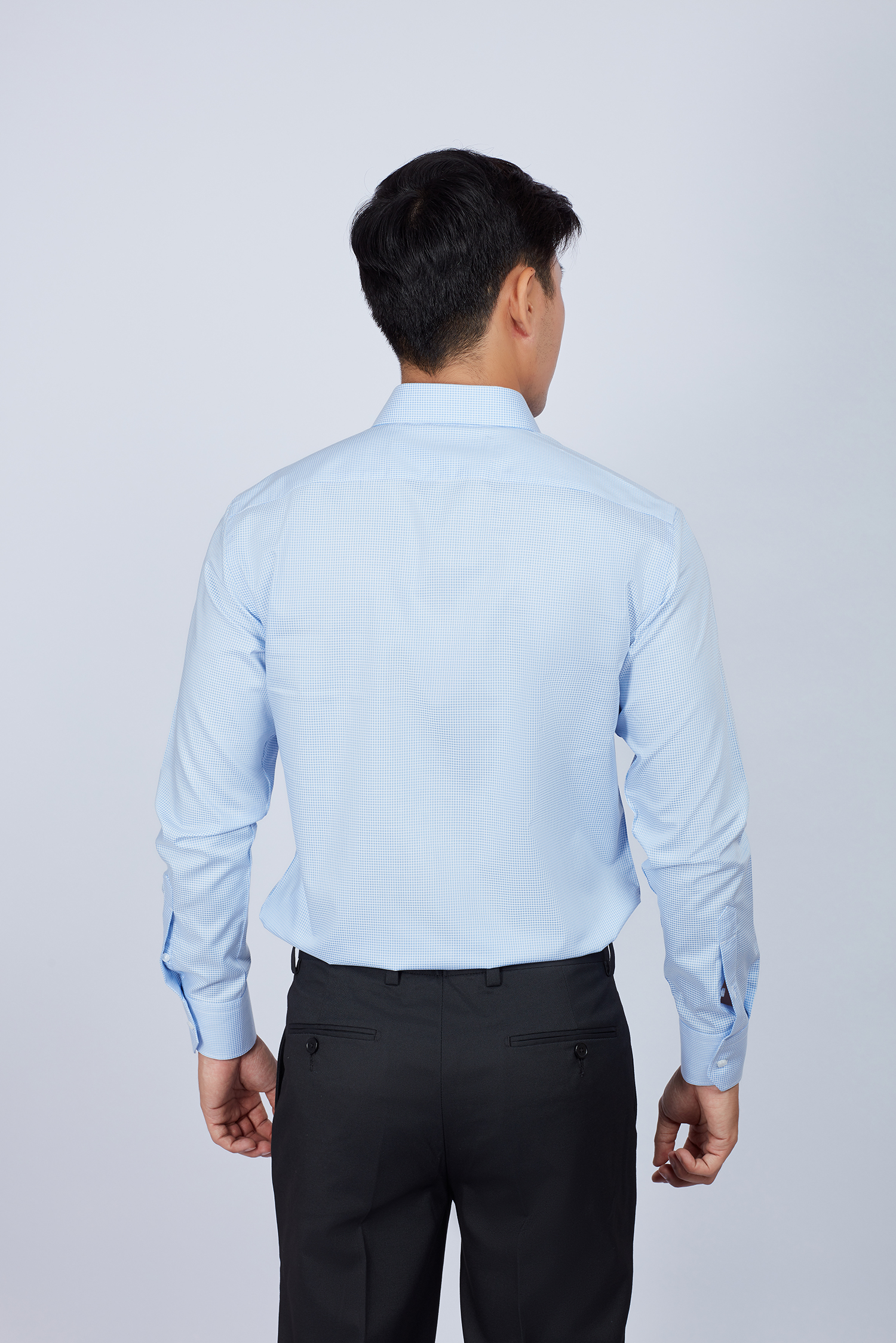 Áo sơ mi nam Slim fit dài tay ca rô xanh ngọc - HẾT HÀNG