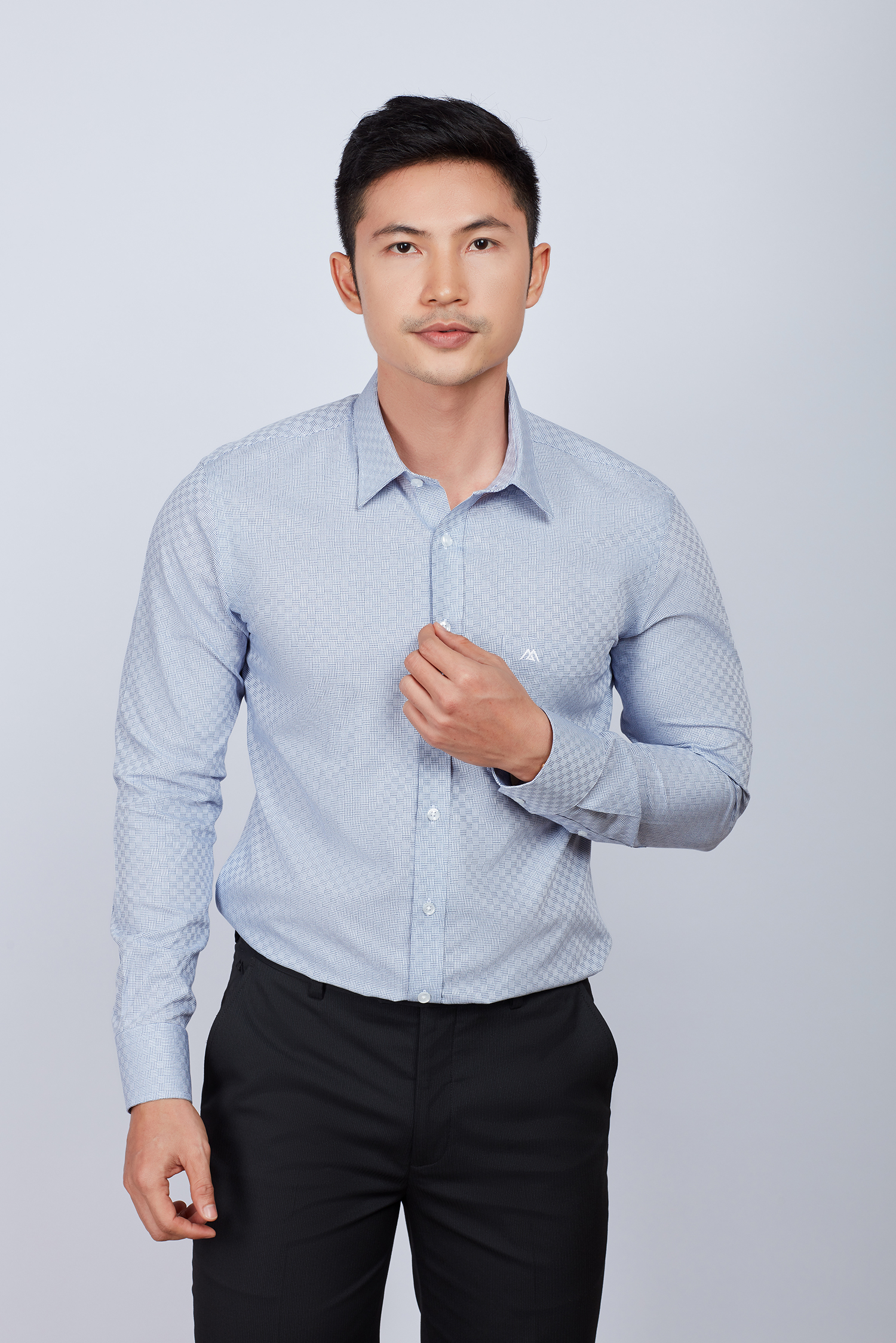 Áo sơ mi nam dài tay Slim fit caro xám - HẾT HÀNG