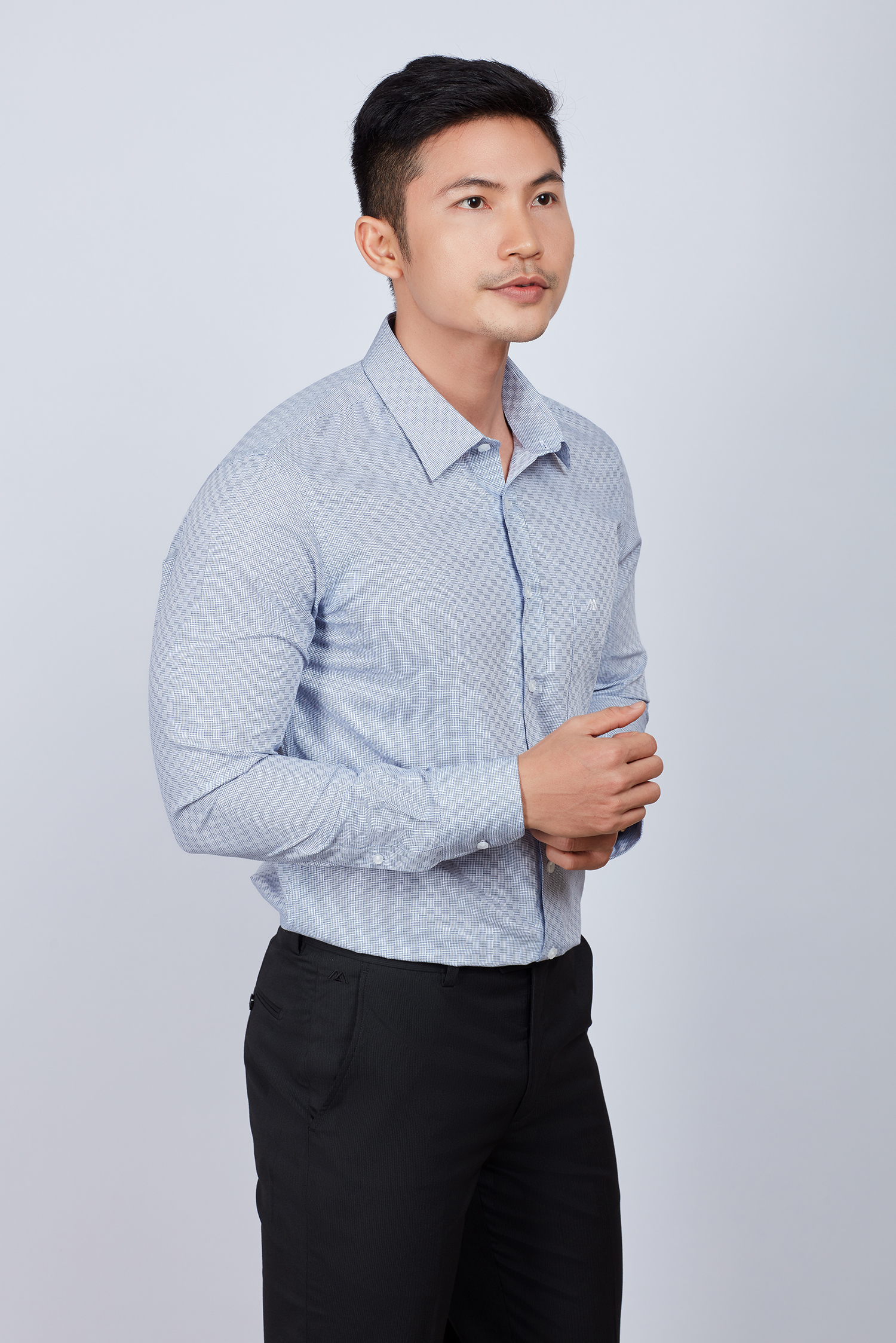 Áo sơ mi nam dài tay Slim fit caro xám - HẾT HÀNG
