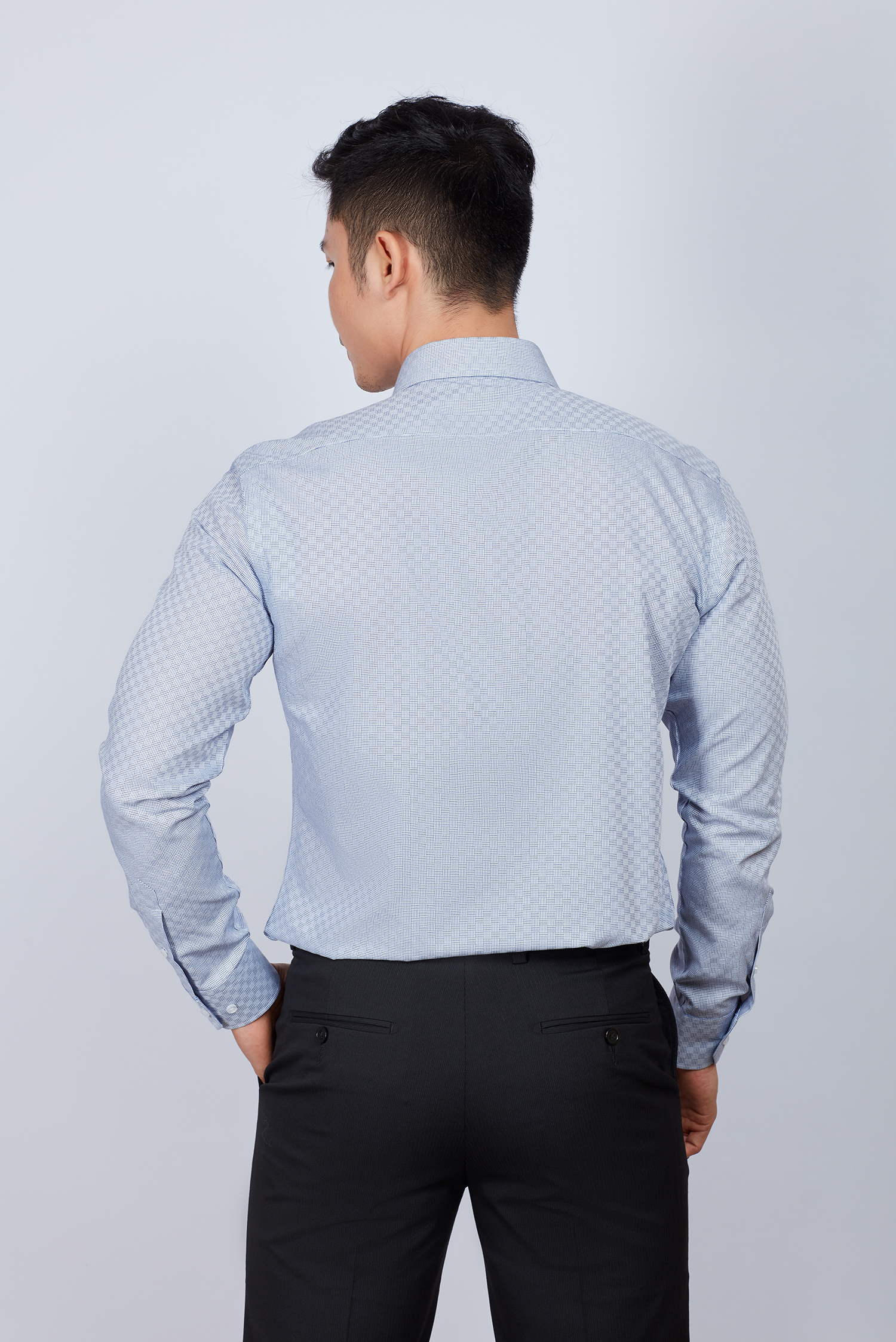 Áo sơ mi nam dài tay Slim fit caro xám - HẾT HÀNG