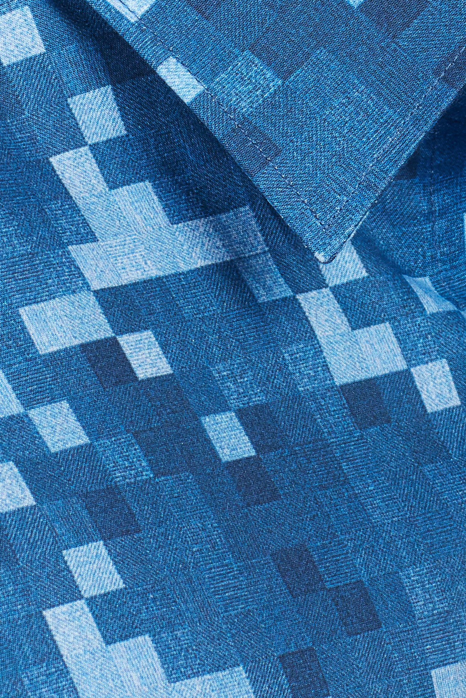 Áo sơ mi nam Slim fit dài tay xanh dương ca rô hoa văn - HẾT HÀNG