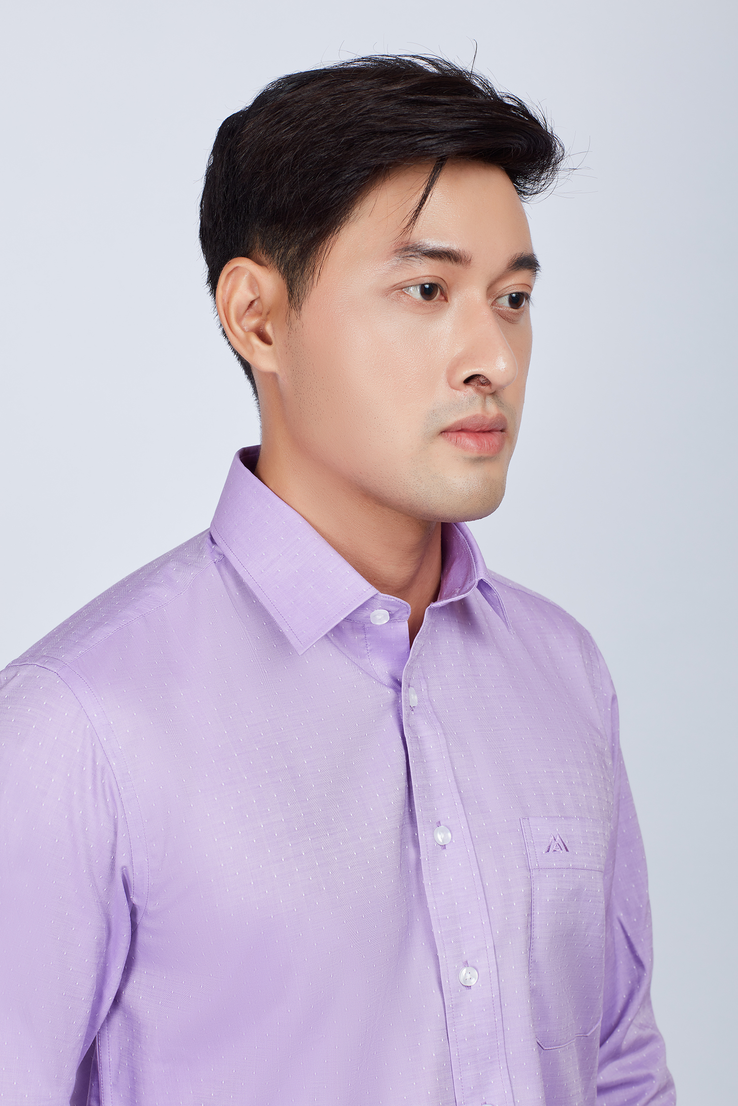 Áo sơ mi nam Classic dài tay tím nhạt chấm bi - HẾT HÀNG