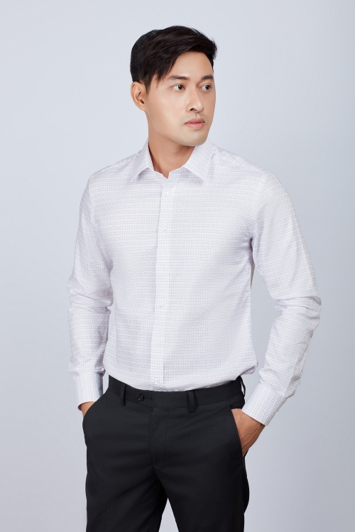 Áo sơ mi nam Slim fit dài tay ca rô không túi - HẾT HÀNG