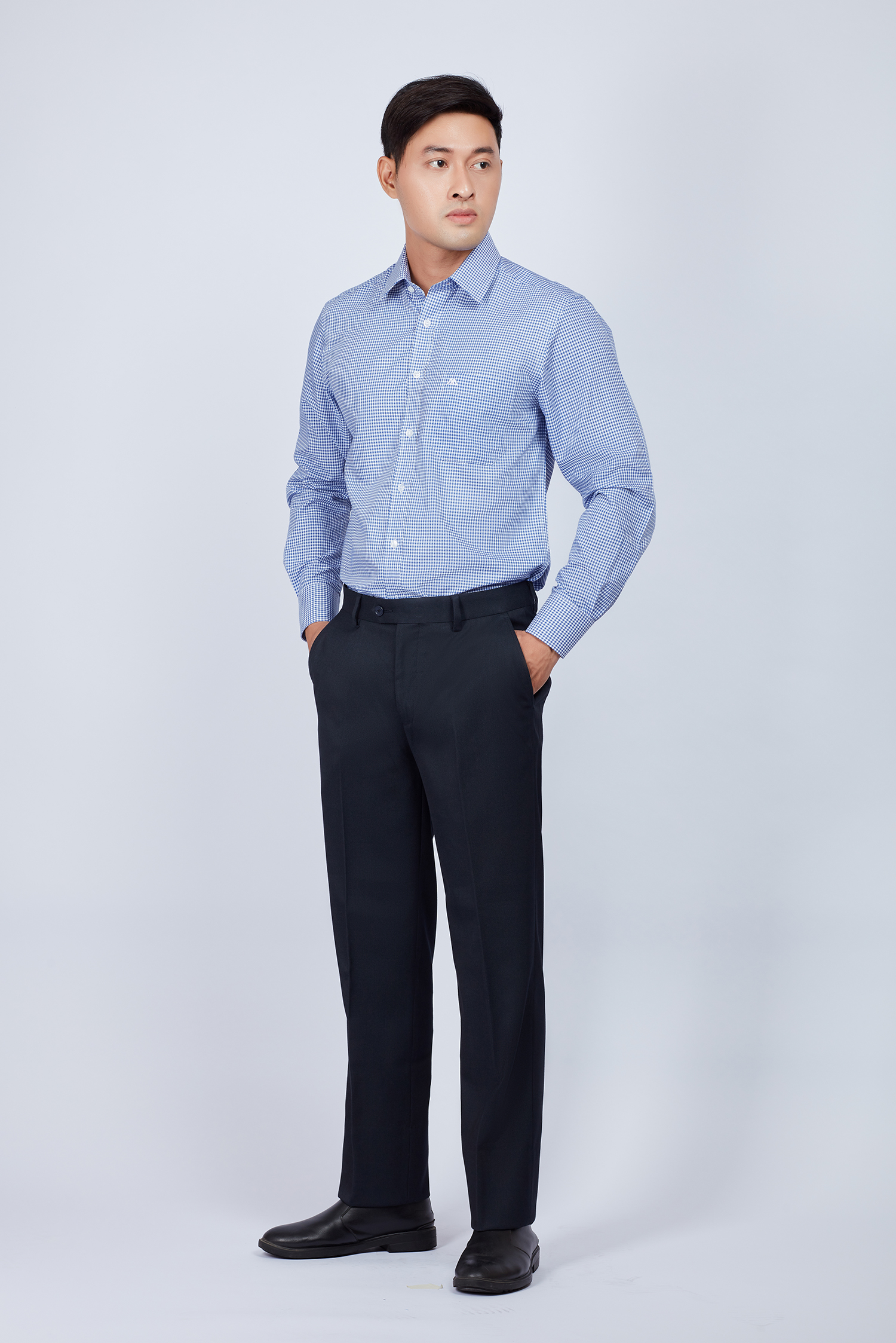 Quần Tây Nam Classic không ly xanh đen - HẾT HÀNG