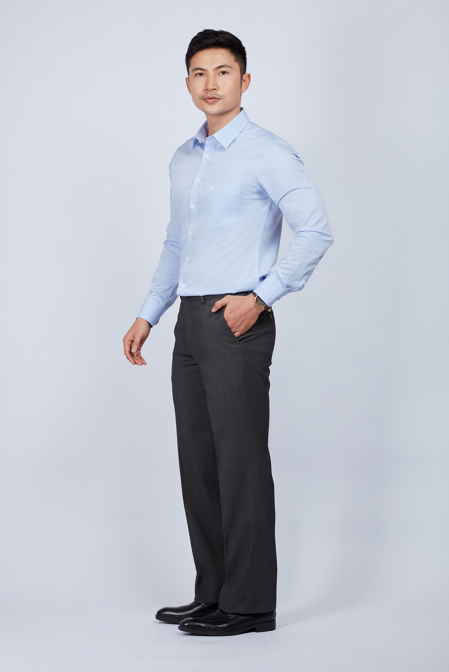 Quần tây nam Classic xám tro không ly - HẾT HÀNG