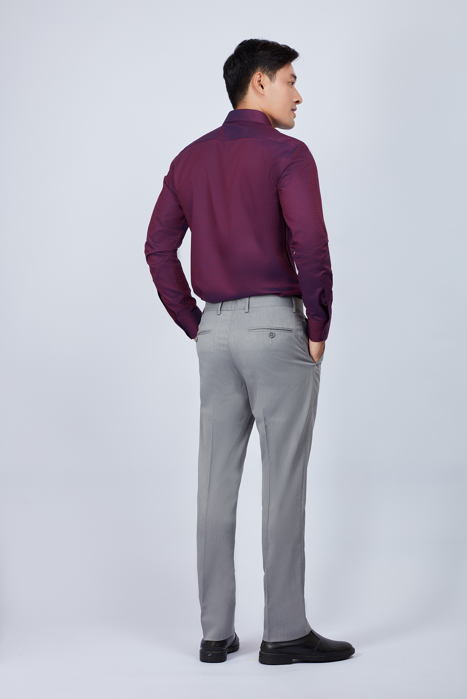 Quần tây nam Slim Fit xám marl không ly - HẾT HÀNG