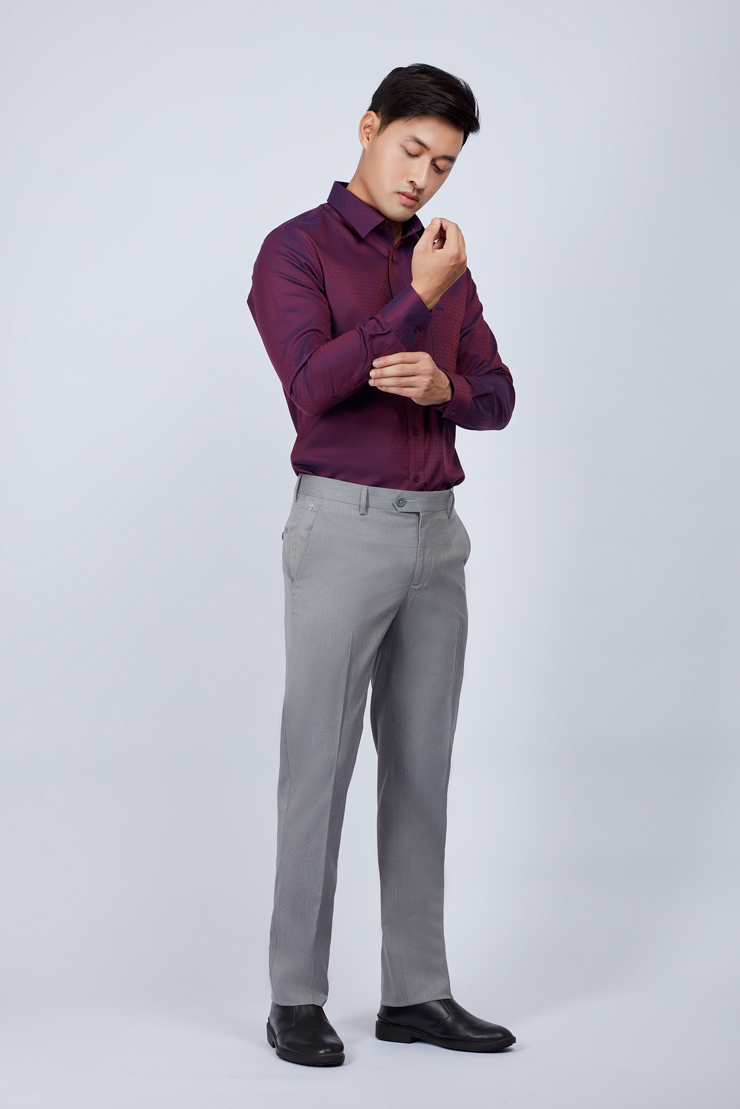 Quần tây nam Slim Fit xám marl không ly - HẾT HÀNG
