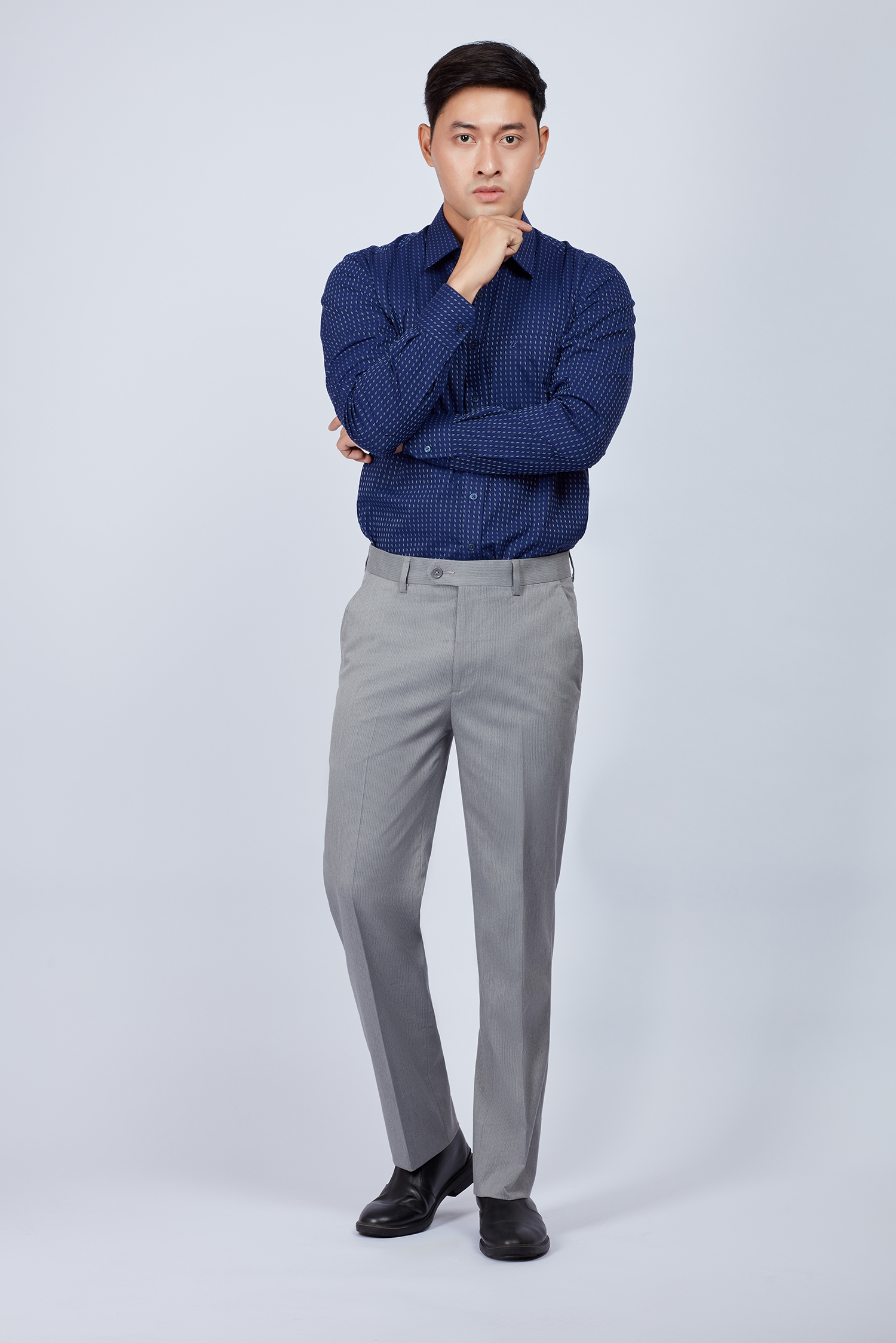 Quần Tây Nam - Classic không ly xám marl - HẾT HÀNG