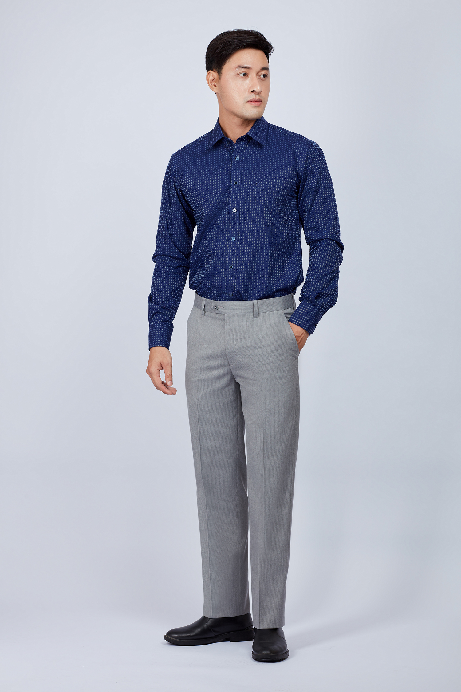 Quần Tây Nam - Classic không ly xám marl - HẾT HÀNG