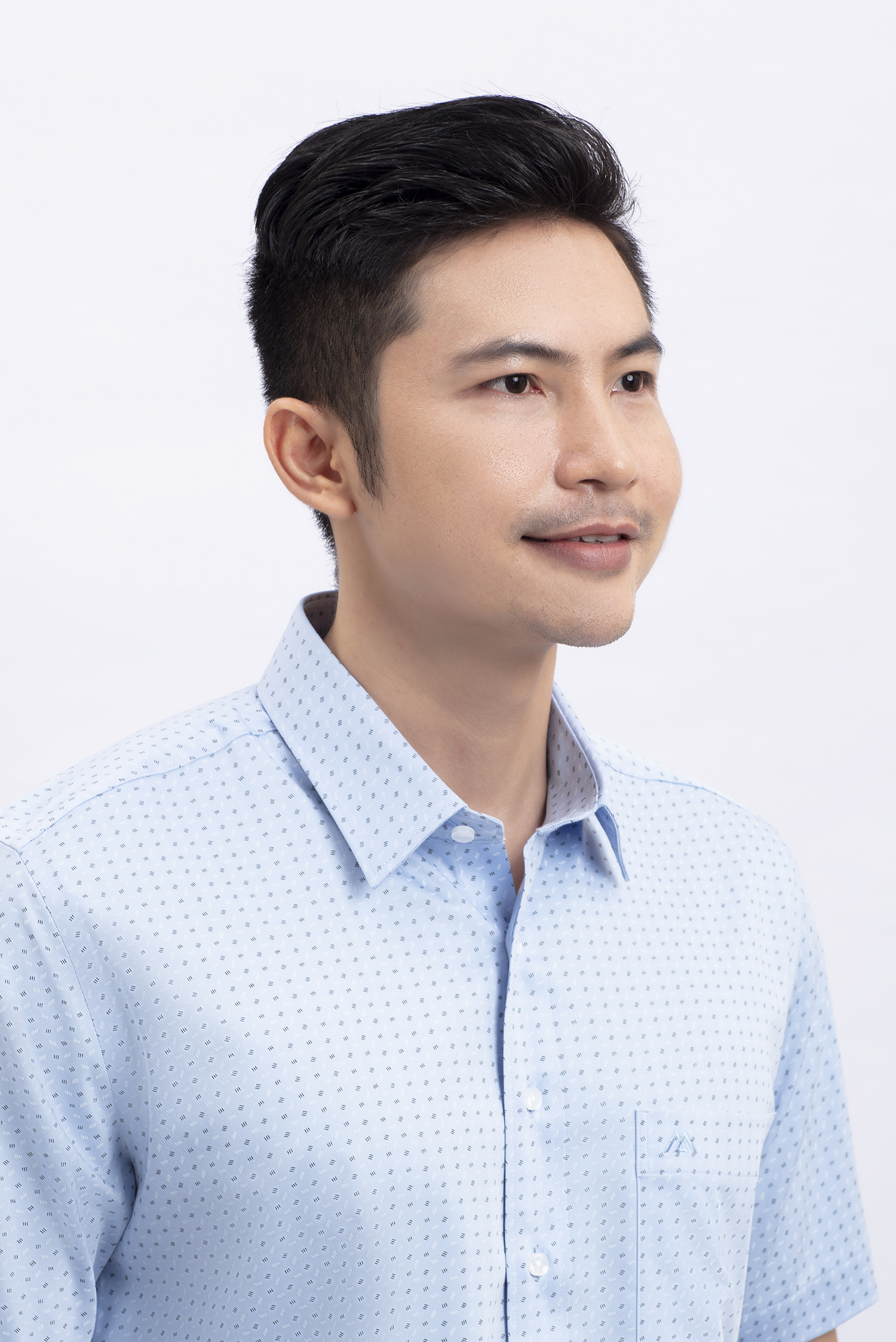 Áo sơ mi nam ngắn tay Casual xanh ngọc chấm bi - HẾT HÀNG