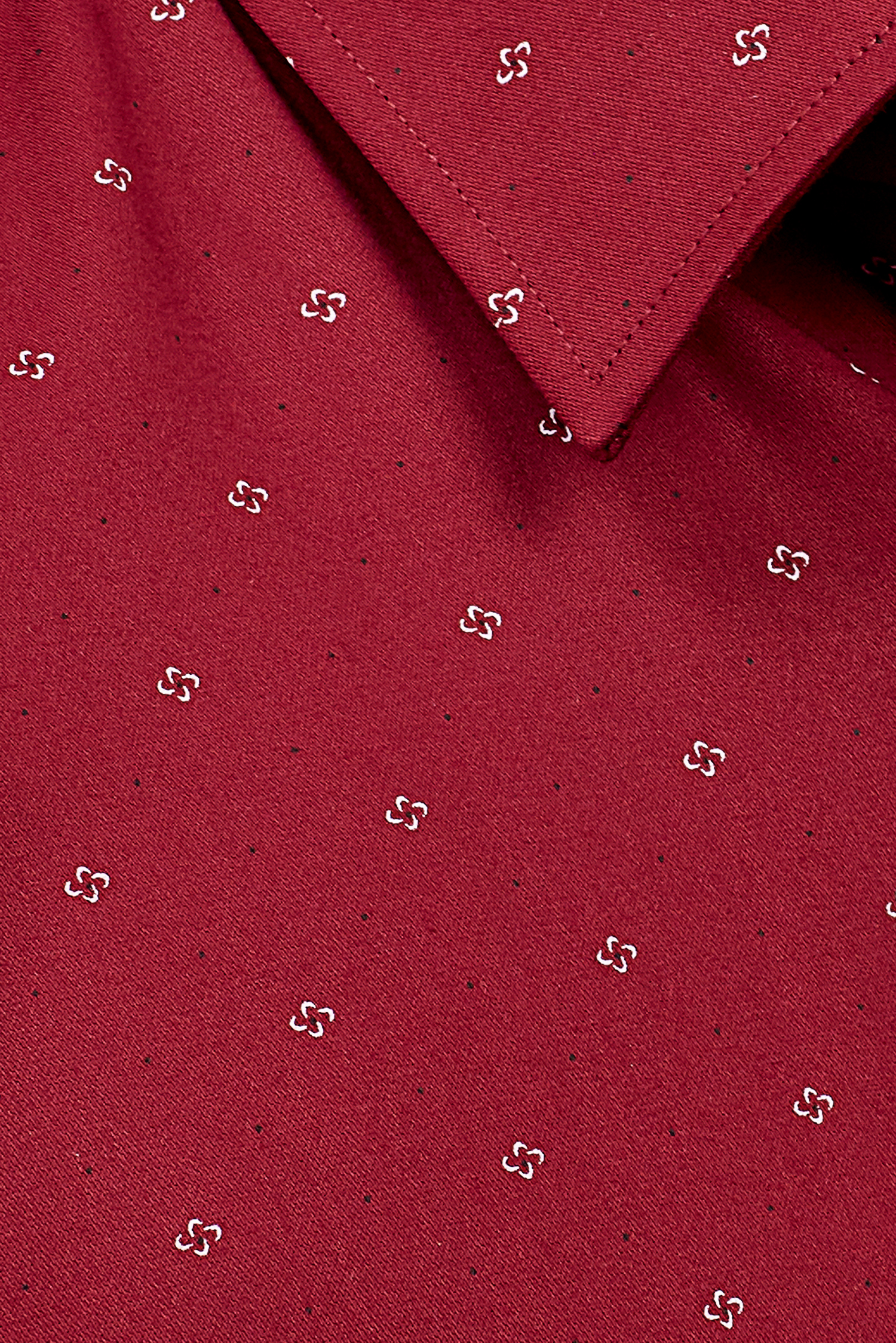 Sơ mi nam ngắn tay Casual đỏ rượu họa tiết hoa văn - HÊT HÀNG