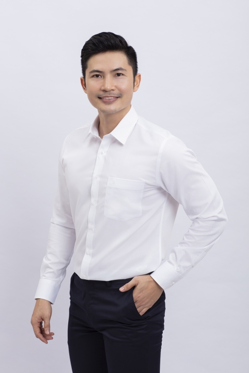 Sơ mi nam dài tay Regular trắng hoa văn - HẾT HÀNG
