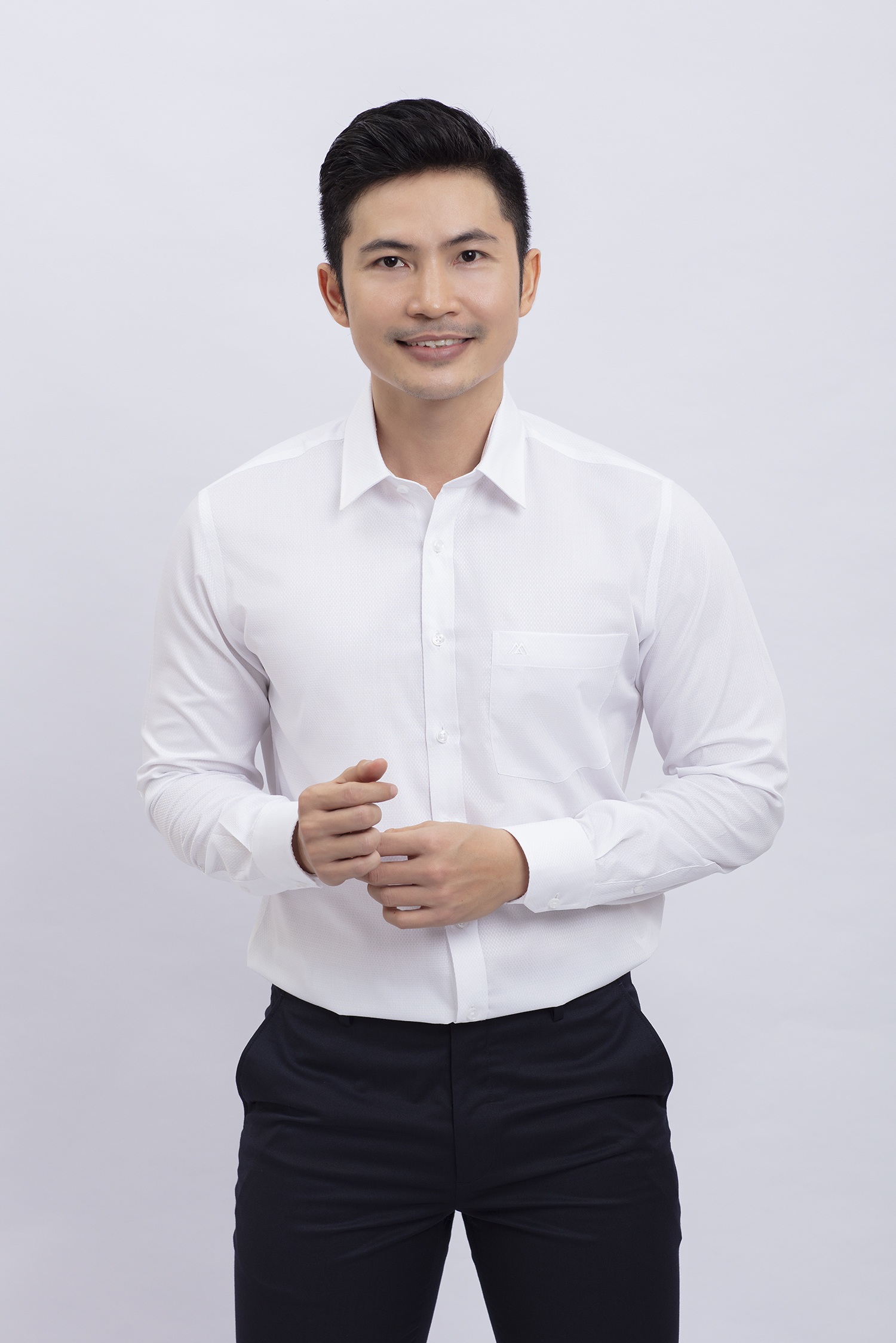 Sơ mi nam dài tay Regular trắng hoa văn - HẾT HÀNG