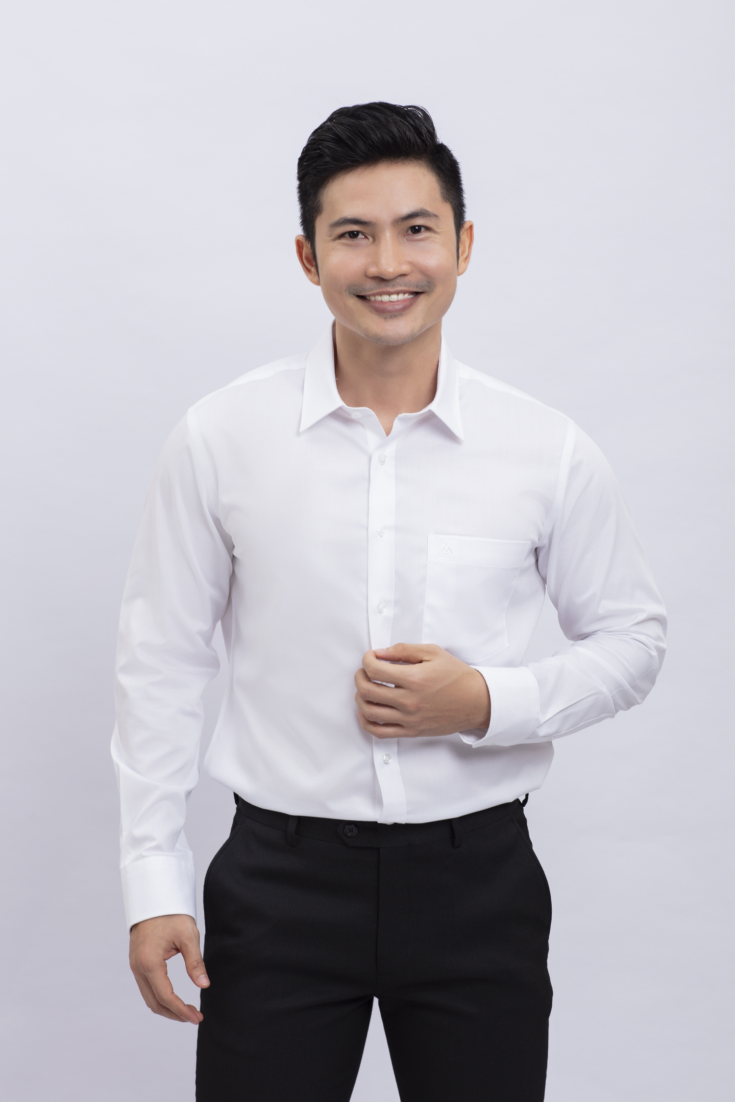 Sơ mi nam dài tay Slimfit trắng hoa văn - HẾT HÀNG