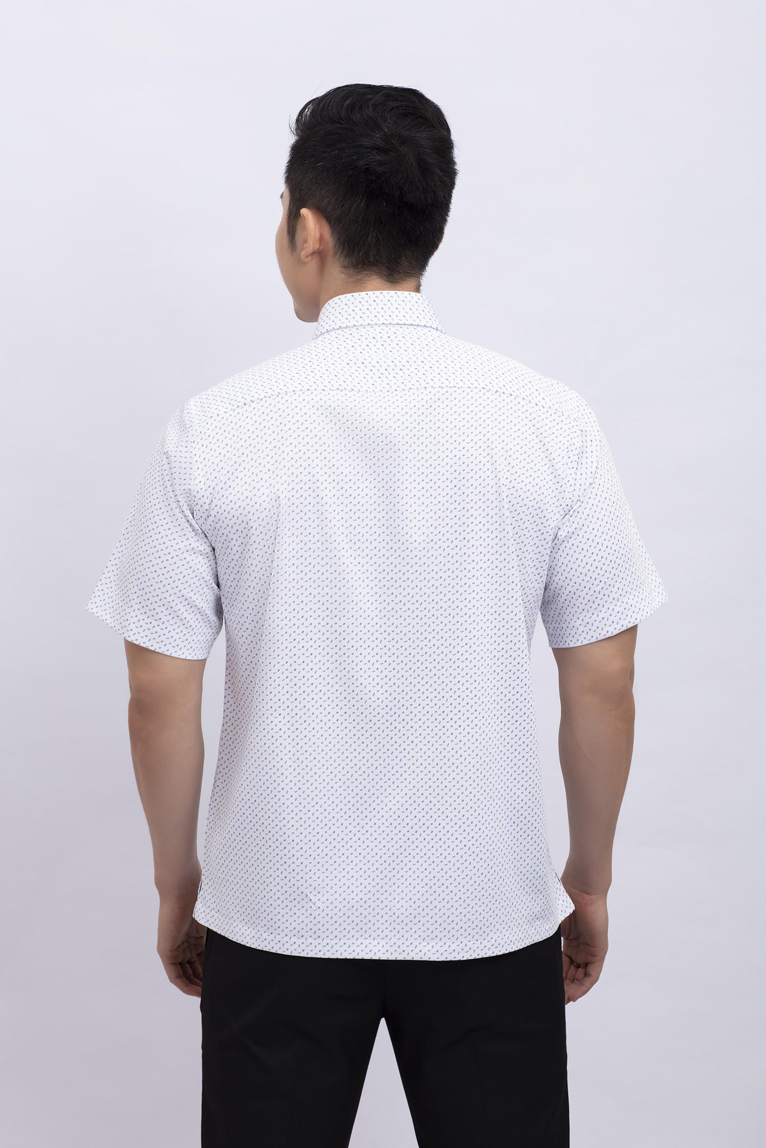 Áo sơ mi nam ngắn tay Casual trắng in họa tiết - HẾT HÀNG