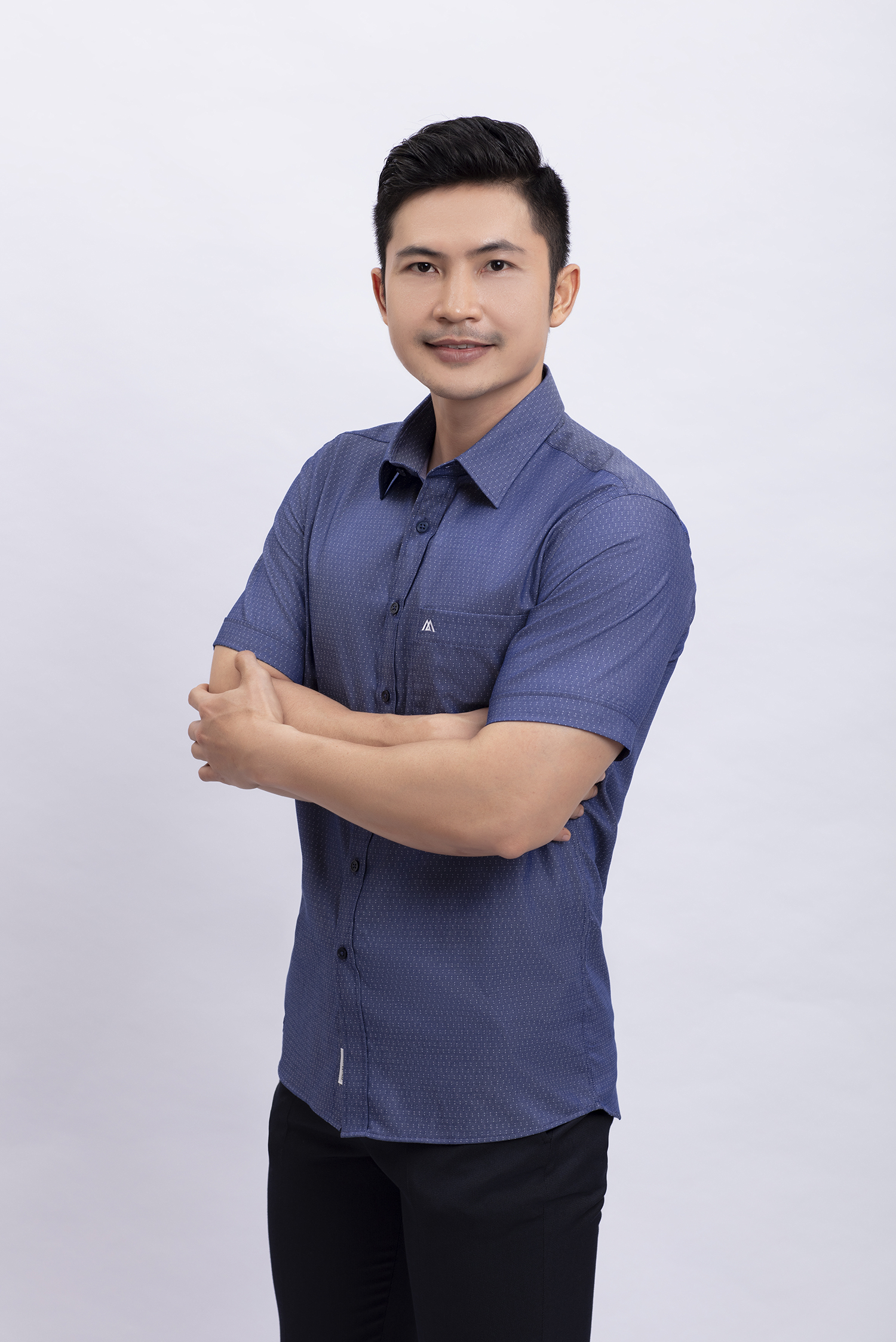 Áo sơ mi nam ngắn tay regular màu xám họa tiết