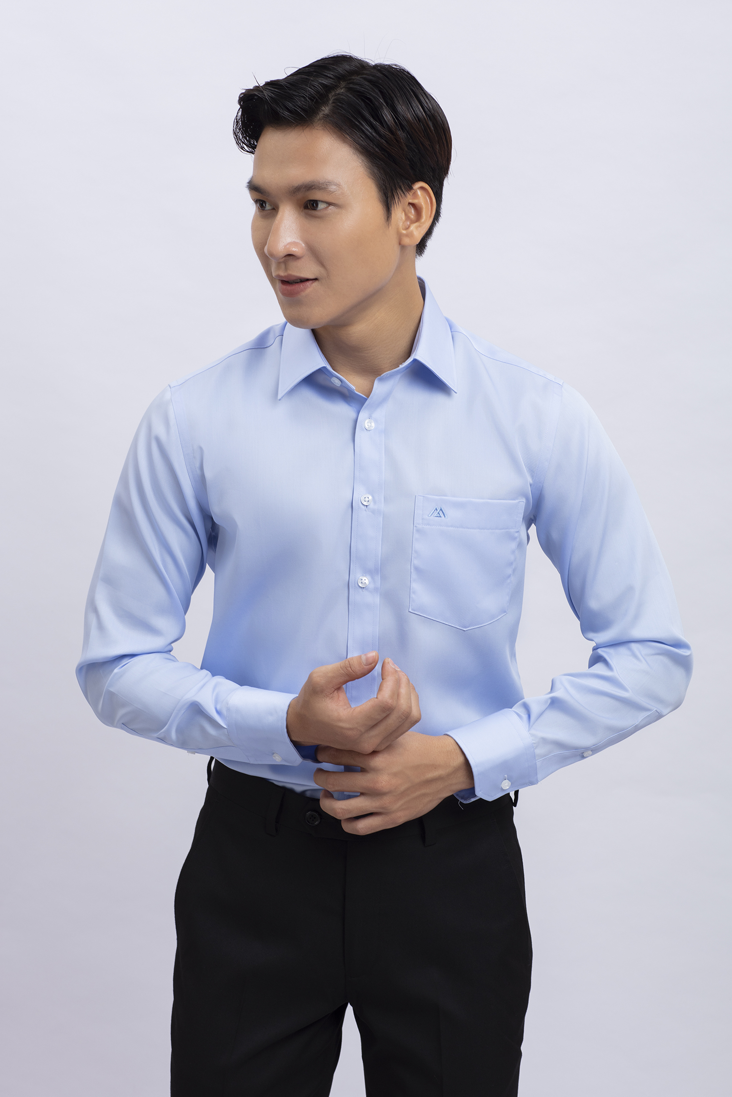 Áo sơ mi nam dài tay Slimfit xanh biển trơn - HẾT HÀNG