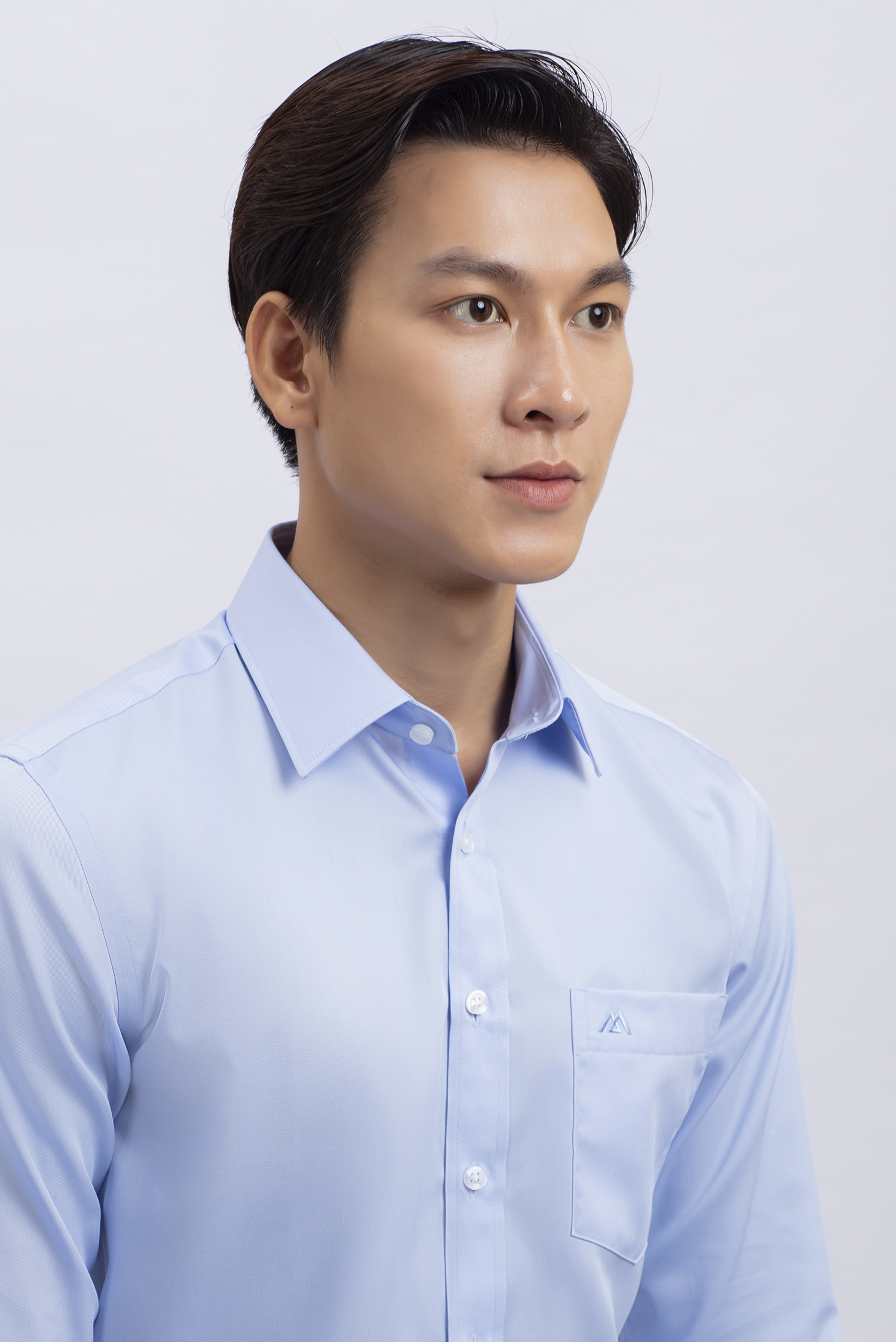 Áo sơ mi nam dài tay Slimfit xanh biển trơn - HẾT HÀNG