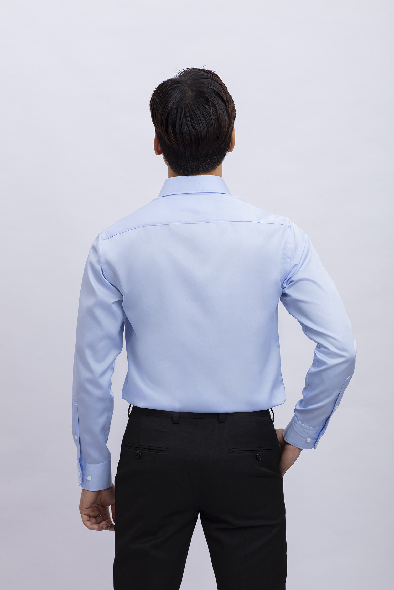 Áo sơ mi nam dài tay Slimfit xanh biển trơn - HẾT HÀNG