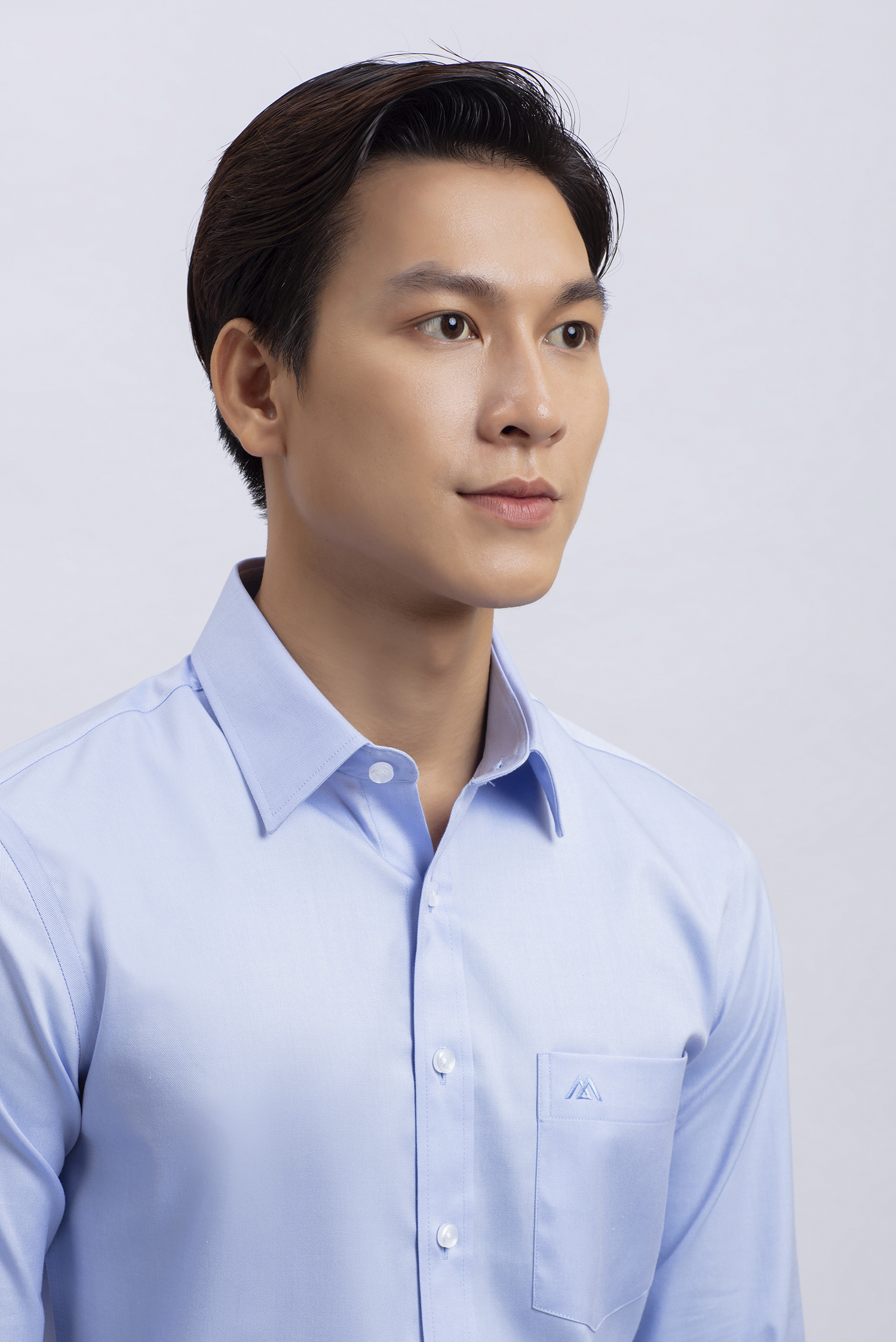 Áo sơ mi nam dài tay Slimfit xanh biển trơn - HẾT HÀNG