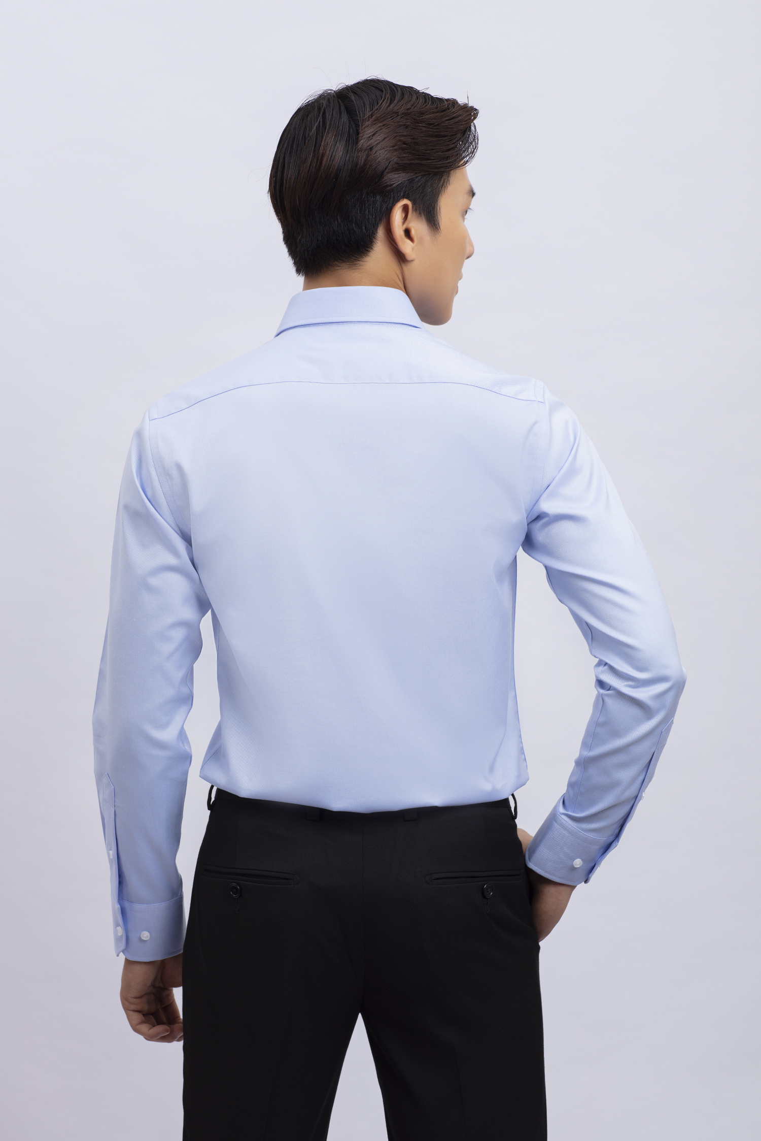 Áo sơ mi nam dài tay Slimfit xanh biển trơn - HẾT HÀNG