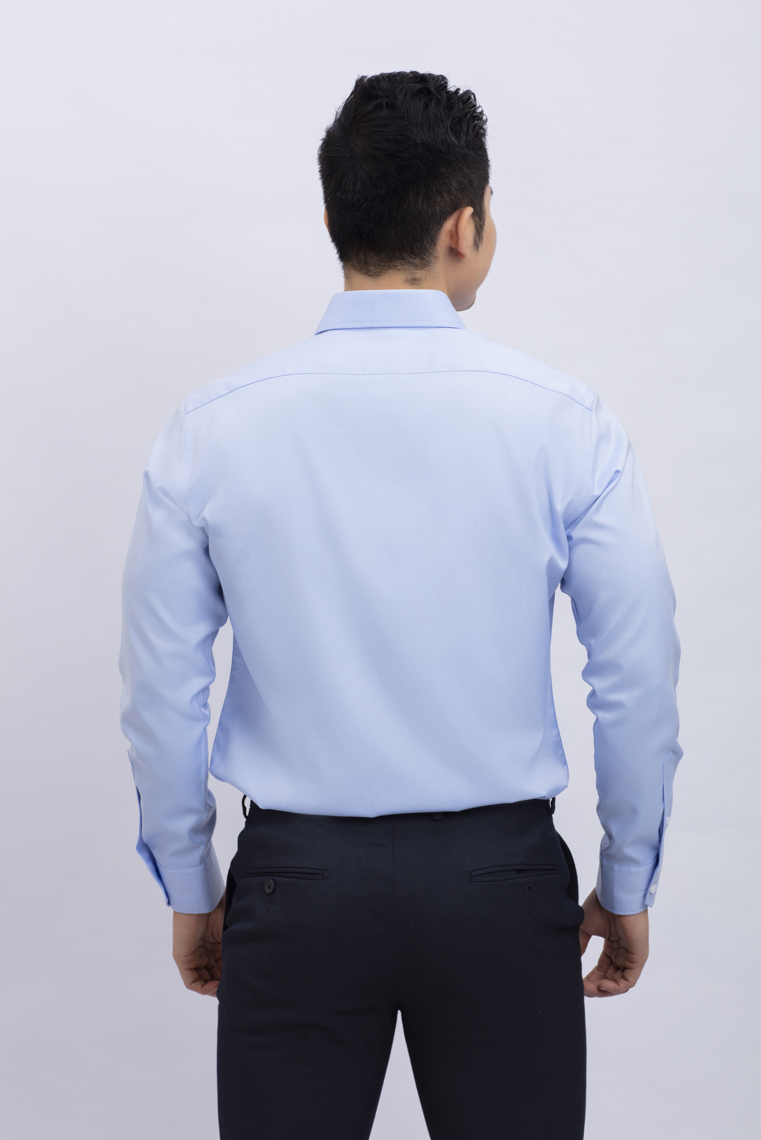 Áo sơ mi nam dài tay Regular xanh biển trơn - HẾT HÀNG