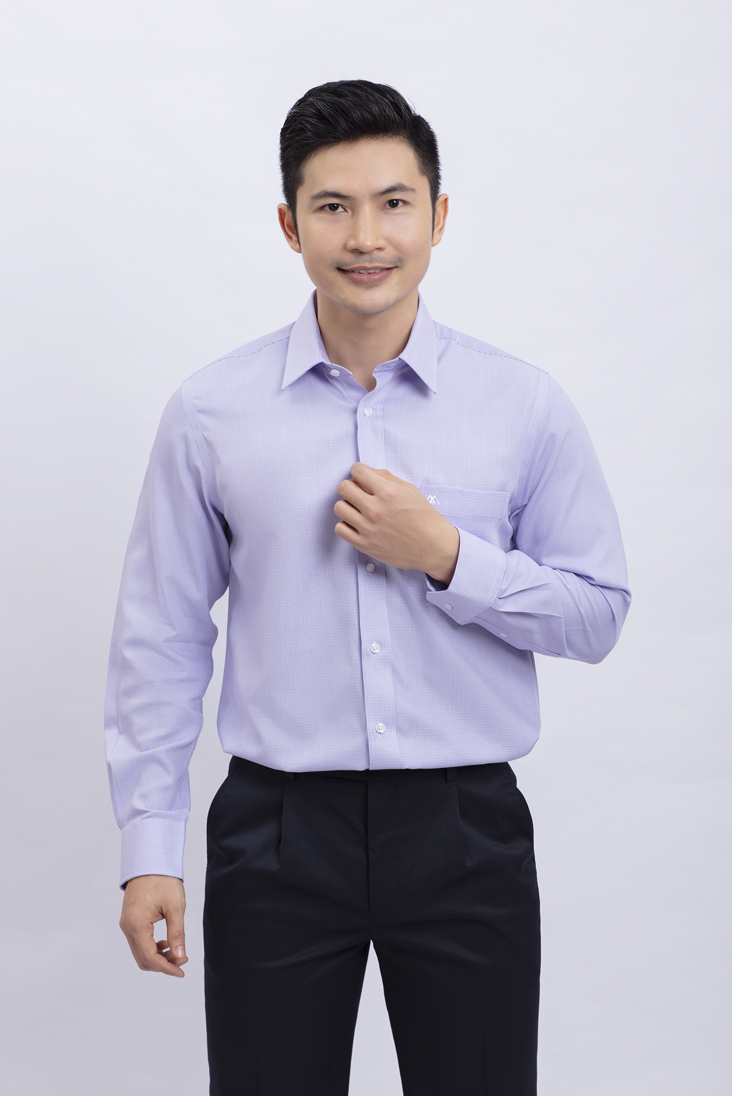 Áo sơ mi nam dài tay Classic màu tím caro nhỏ - HẾT HÀNG