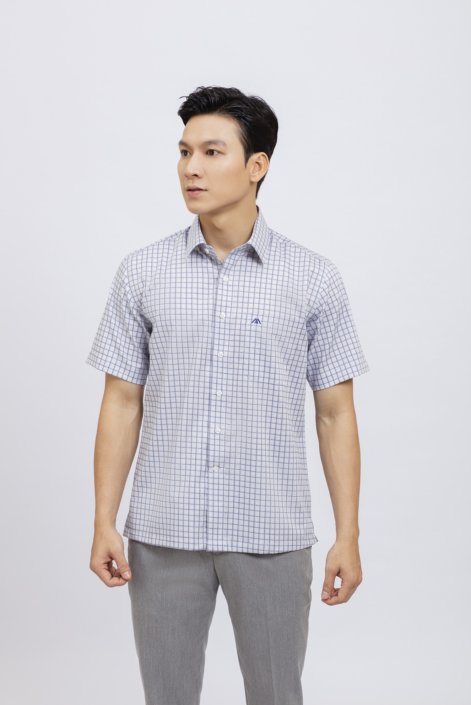 Sơ mi nam Ngắn tay Casual caro xanh - HẾT HÀNG