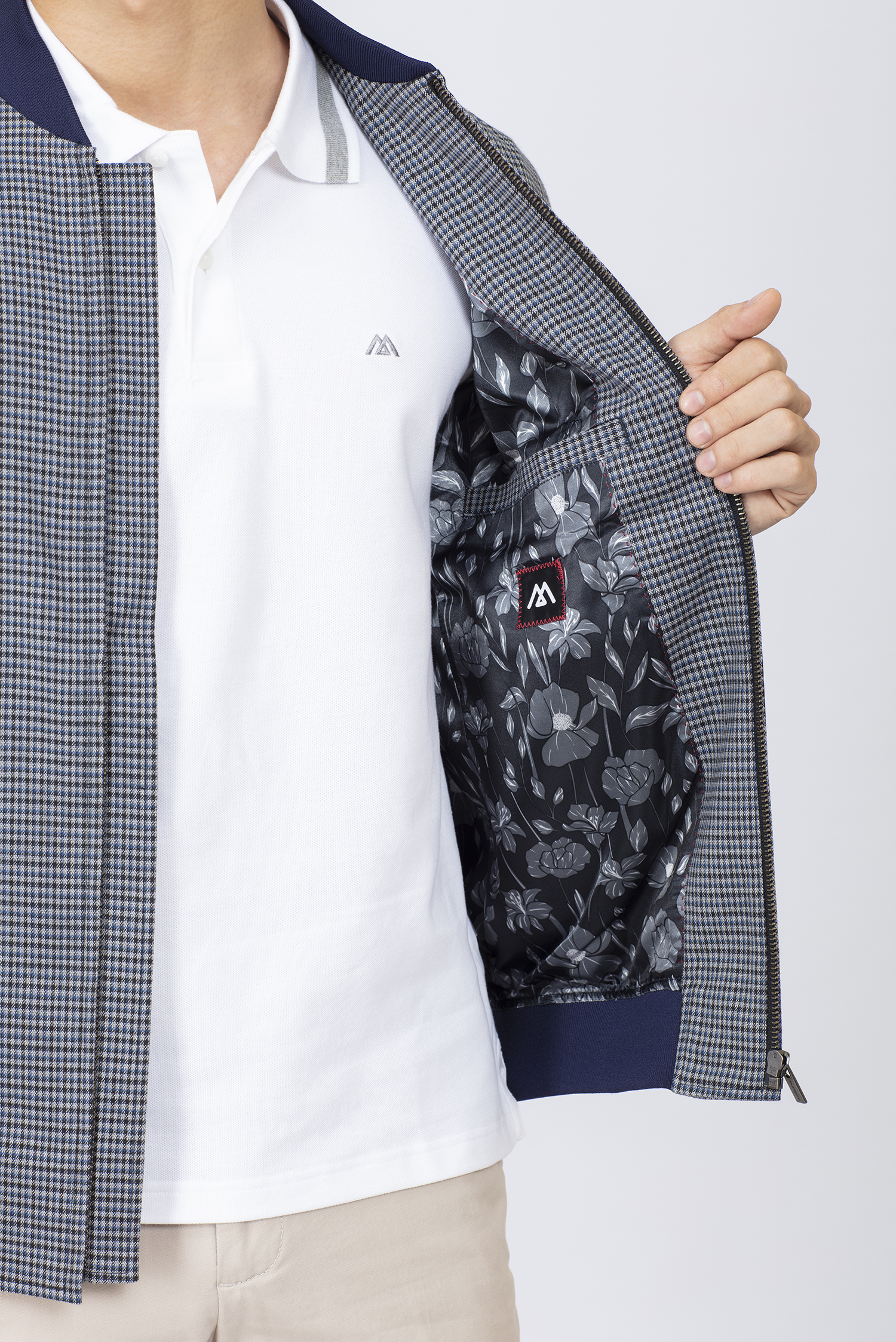 Áo khoác bomber - Caro xanh xám - HẾT HÀNG