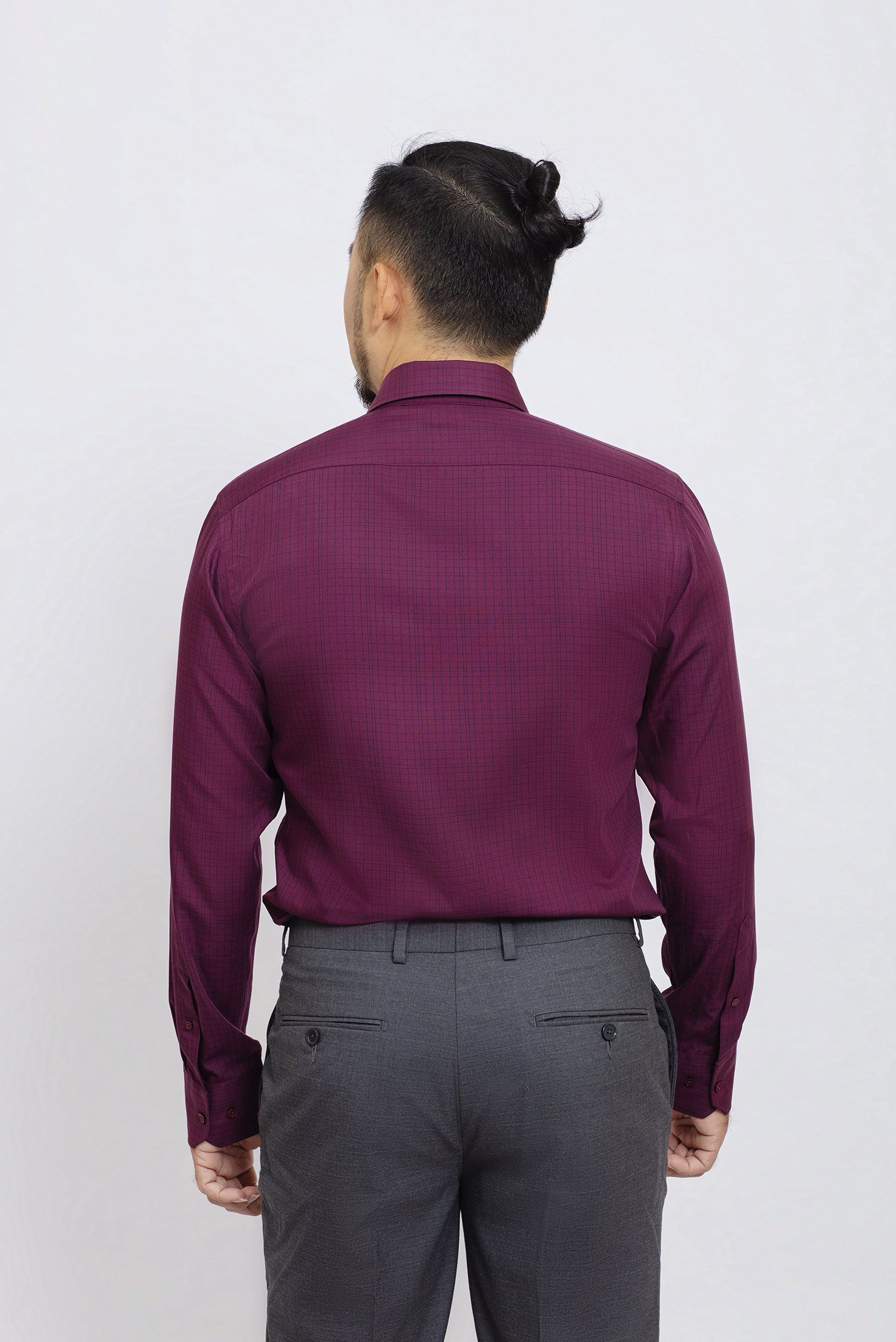 Sơ mi nam dài tay - Slimfit, màu đỏ đô caro