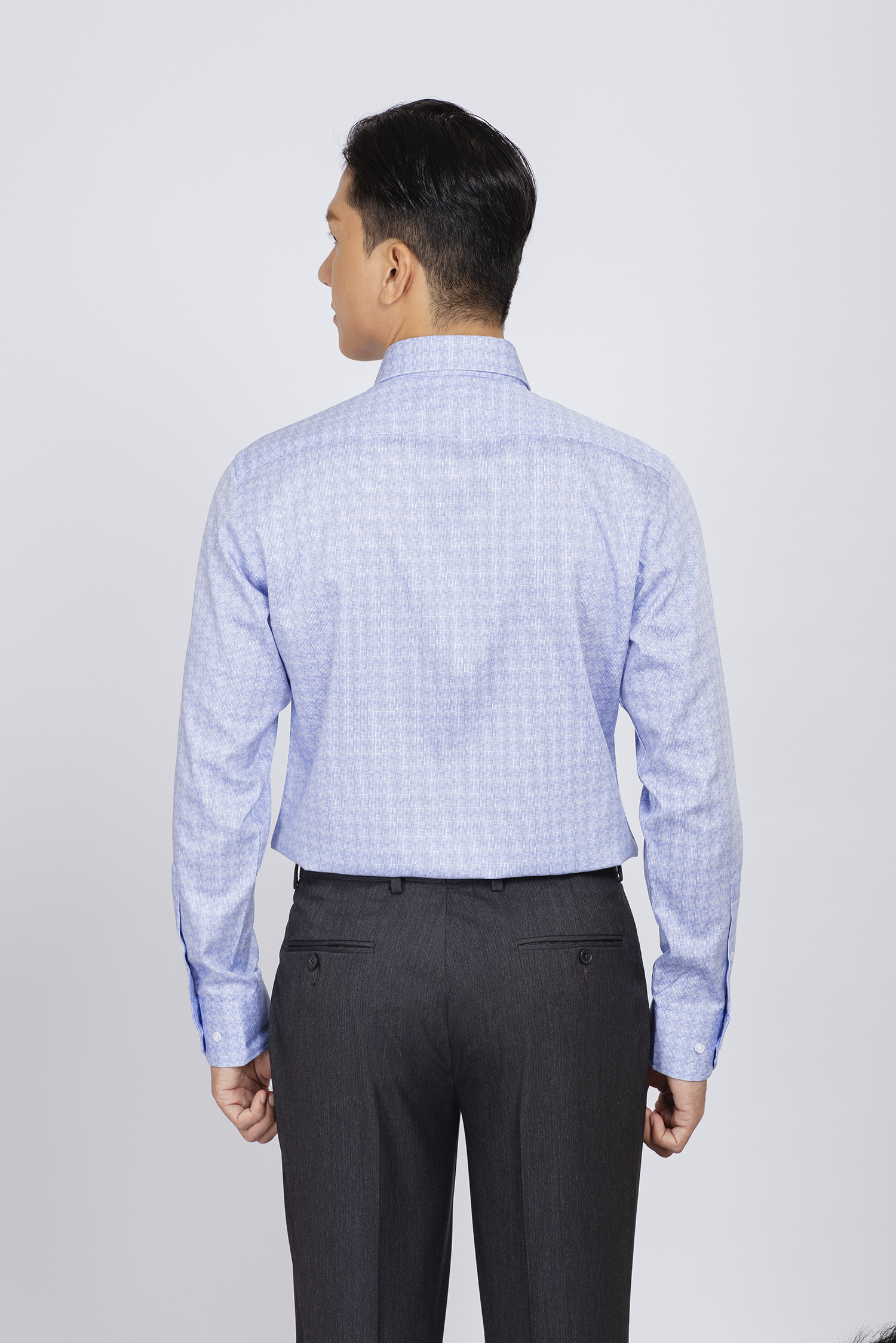 Sơ mi nam dài tay - Slimfit, họa tiết xanh - HẾT HÀNG