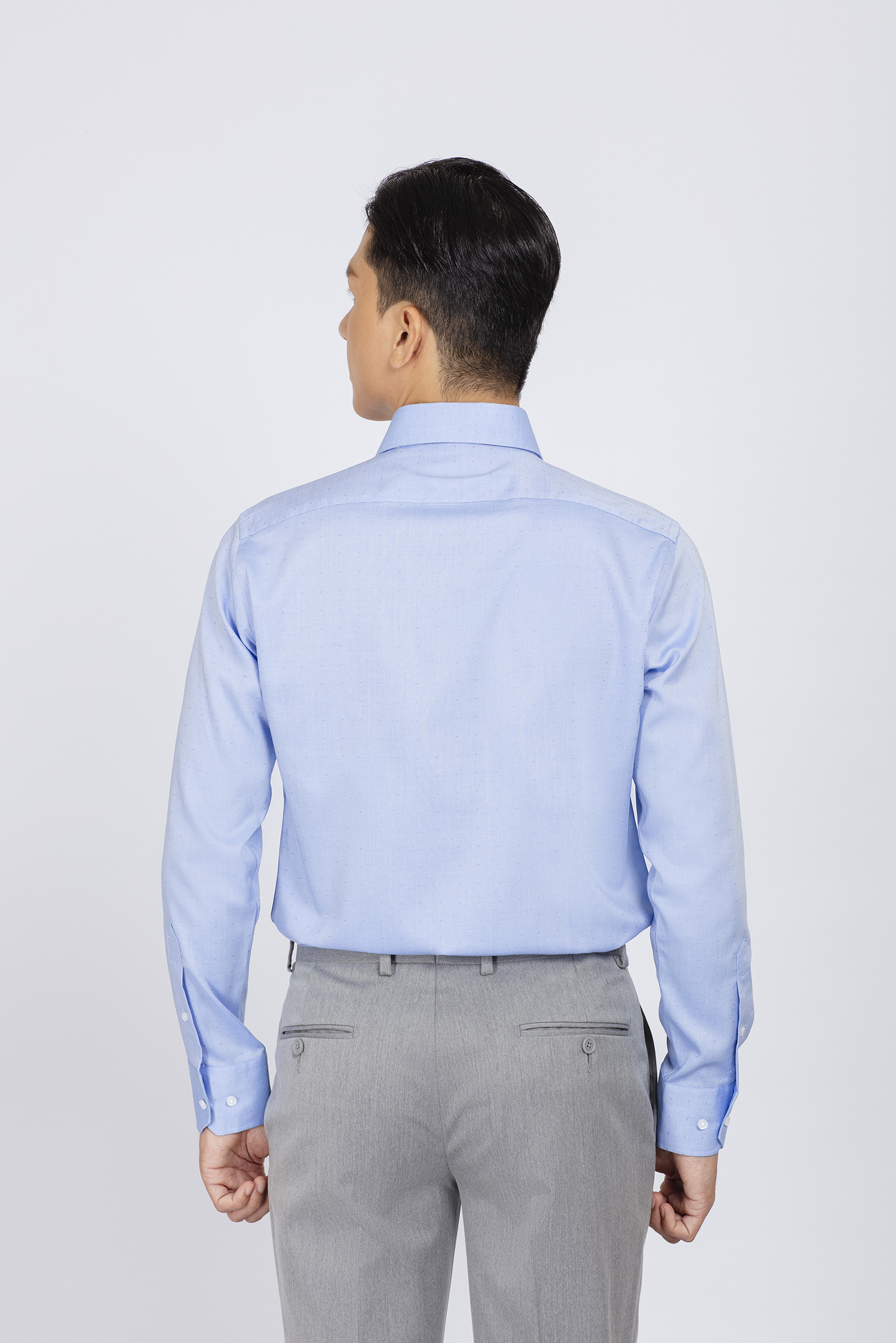 Sơ mi nam dài tay - Regular xanh nhạt điểm hoa văn - HẾT HÀNG