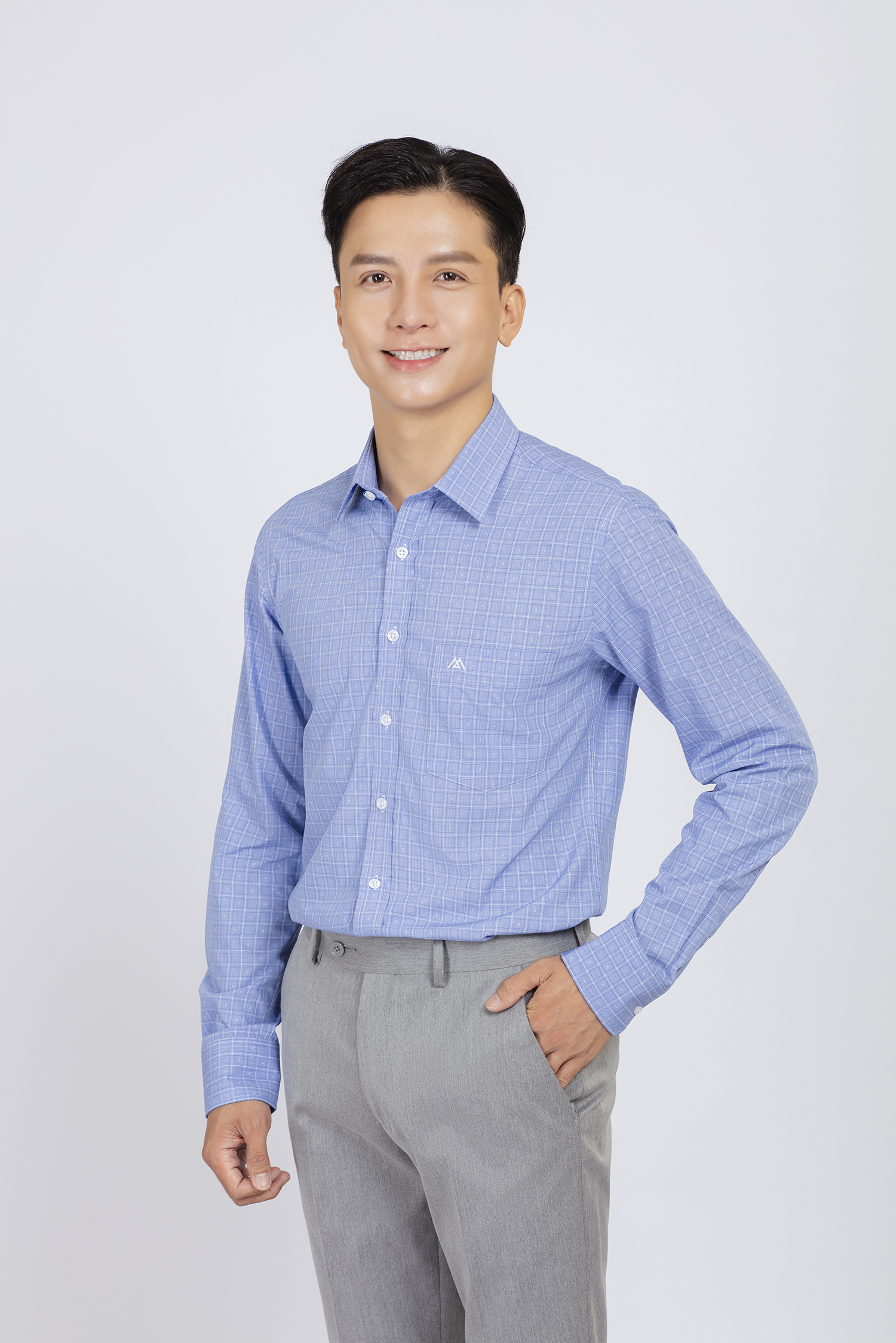 Sơ mi nam dài tay - Slimfit xanh caro - HẾT HÀNG