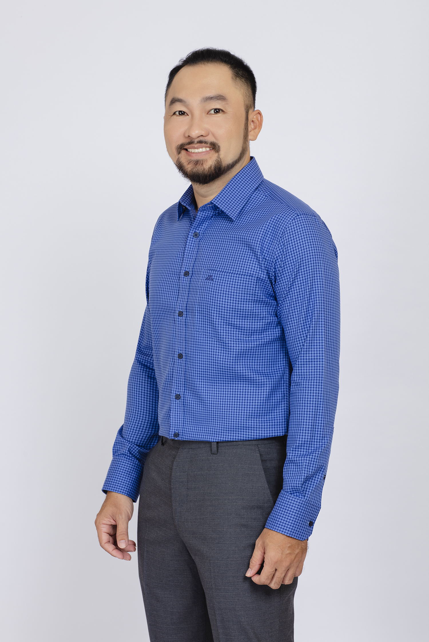 Sơ mi nam dài tay - Regular fit xanh dương caro - HẾT HÀNG