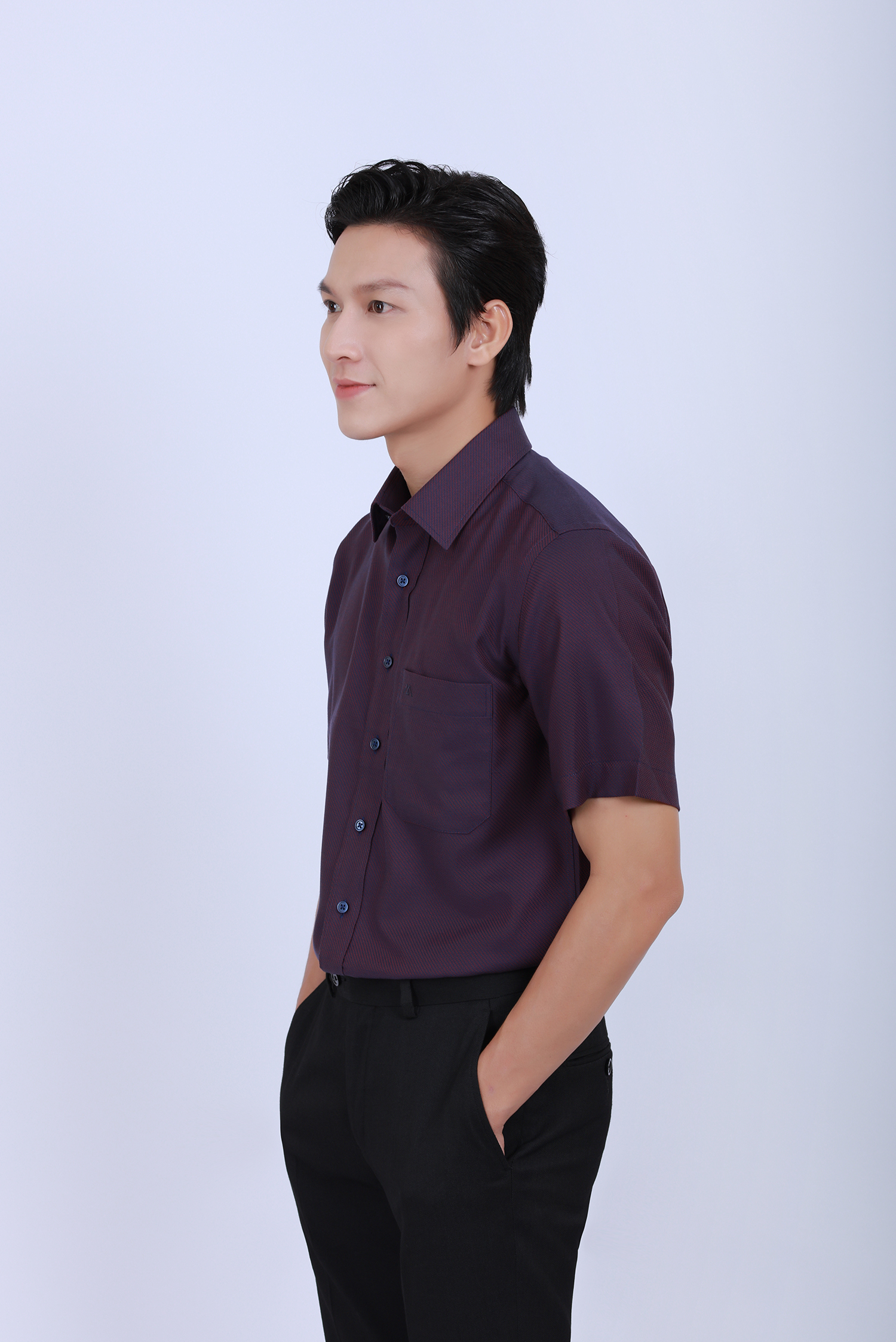  Áo Sơ mi nam  Casual ngắn tay - Vạt ngang